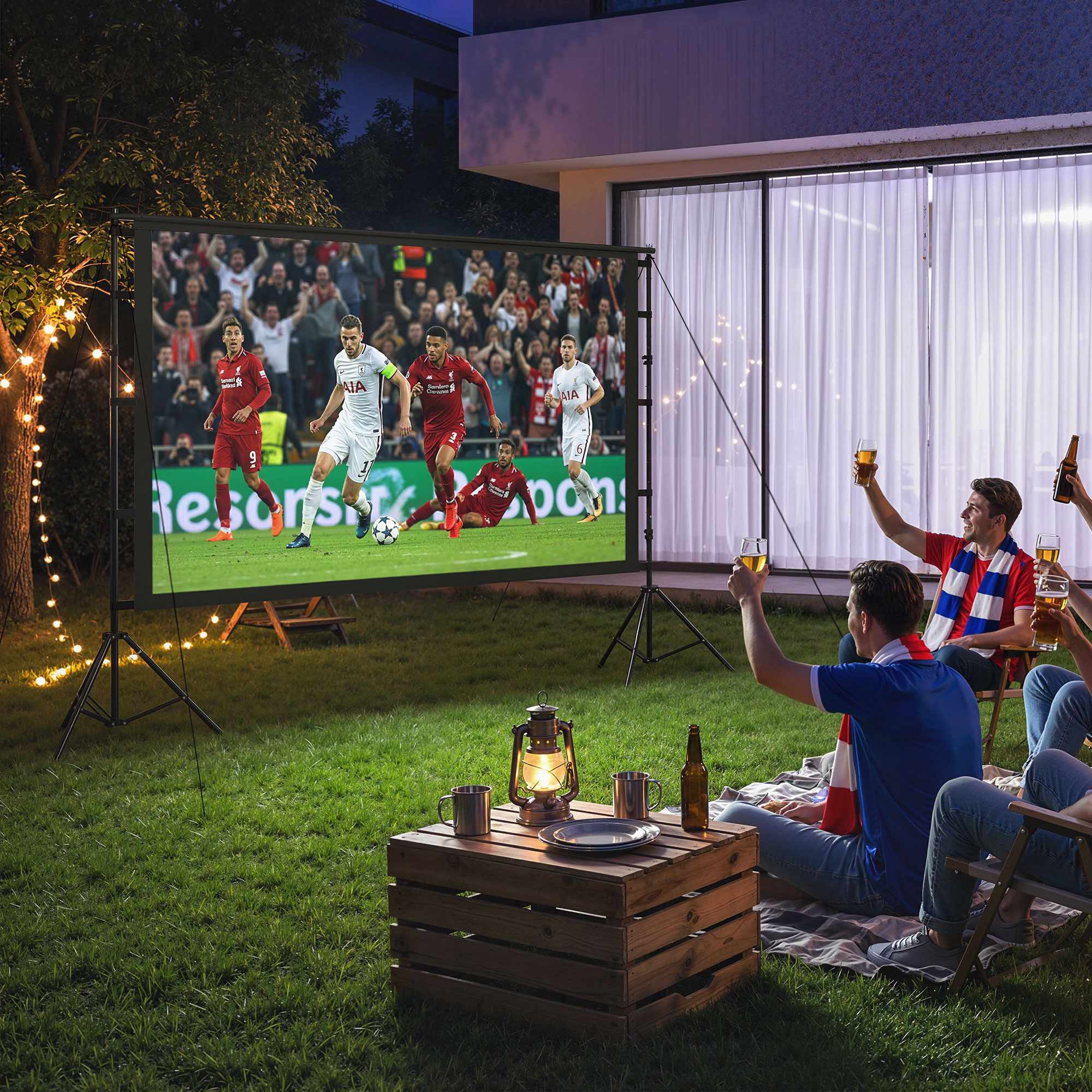 100" projektorduk med stativ, 4K/8K, 16:9-bildförhållande