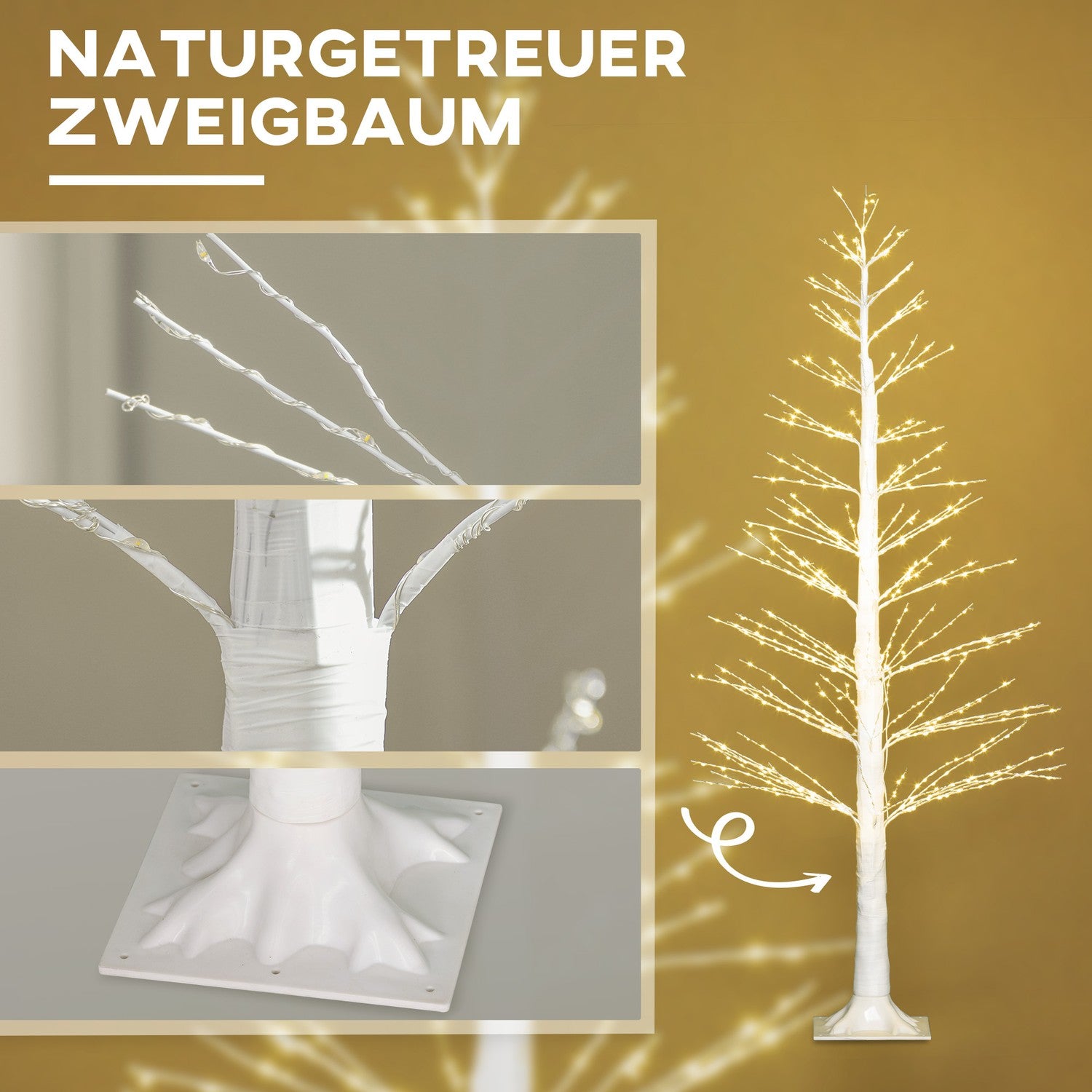 150 cm umělý vánoční stromek, 600 LED světel, do interiéru i exteriéru