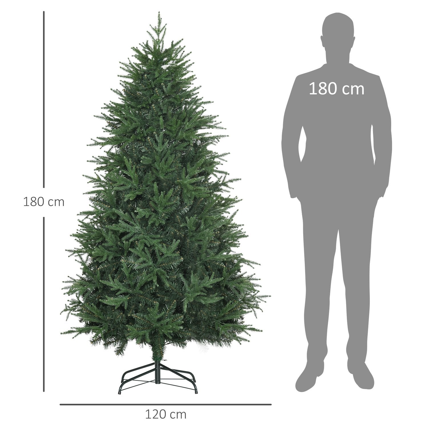 180 Cm Konstgjord gran julgran, realistisk & verklighetstrogen