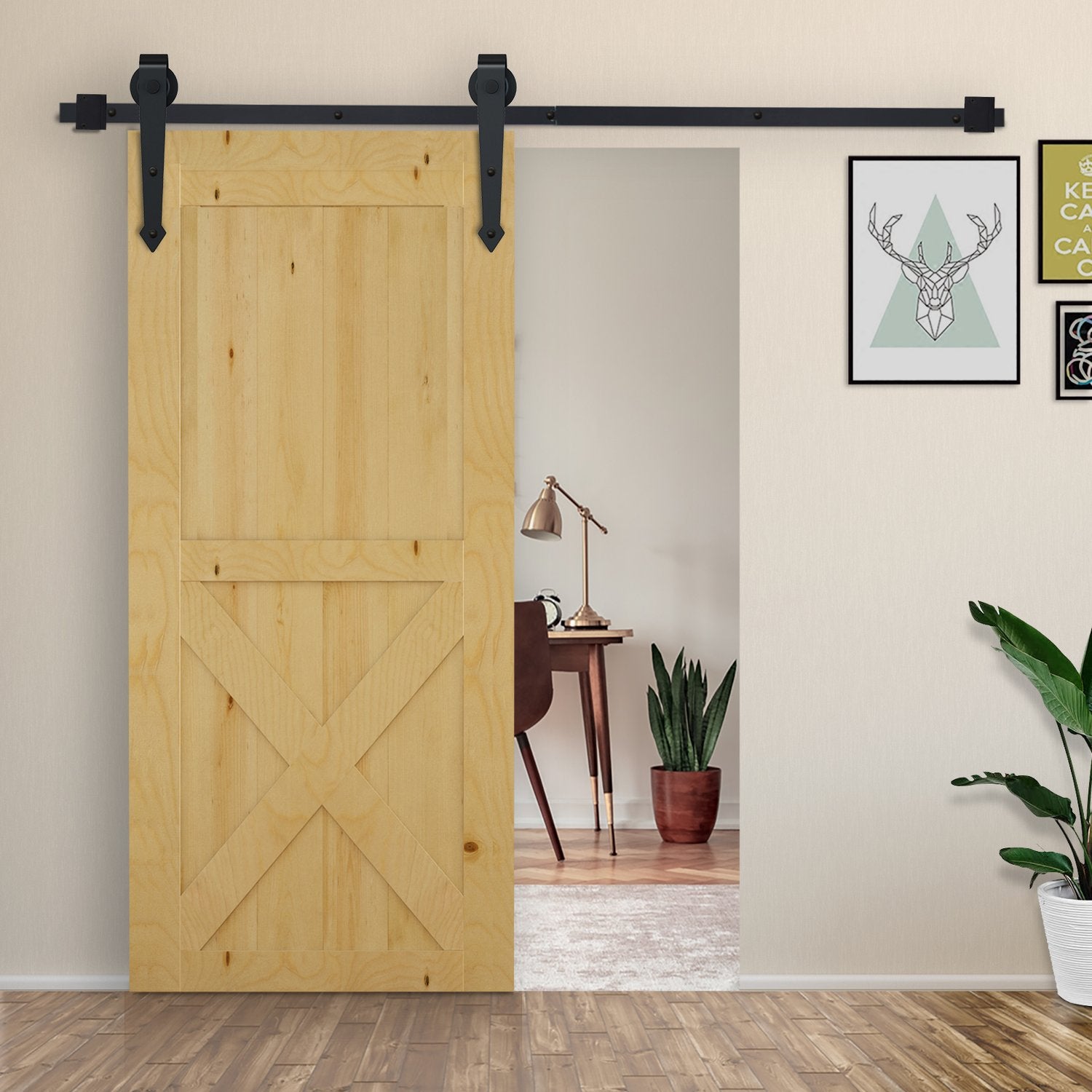 Sada posuvných dveří z uhlíkové oceli, 200 cm, černá