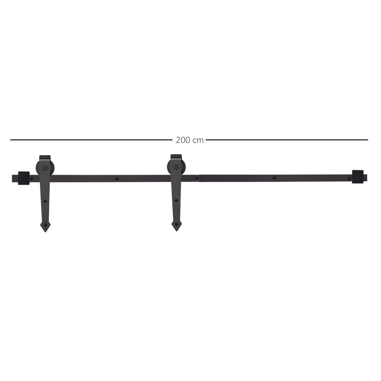 Sada posuvných dveří z uhlíkové oceli, 200 cm, černá