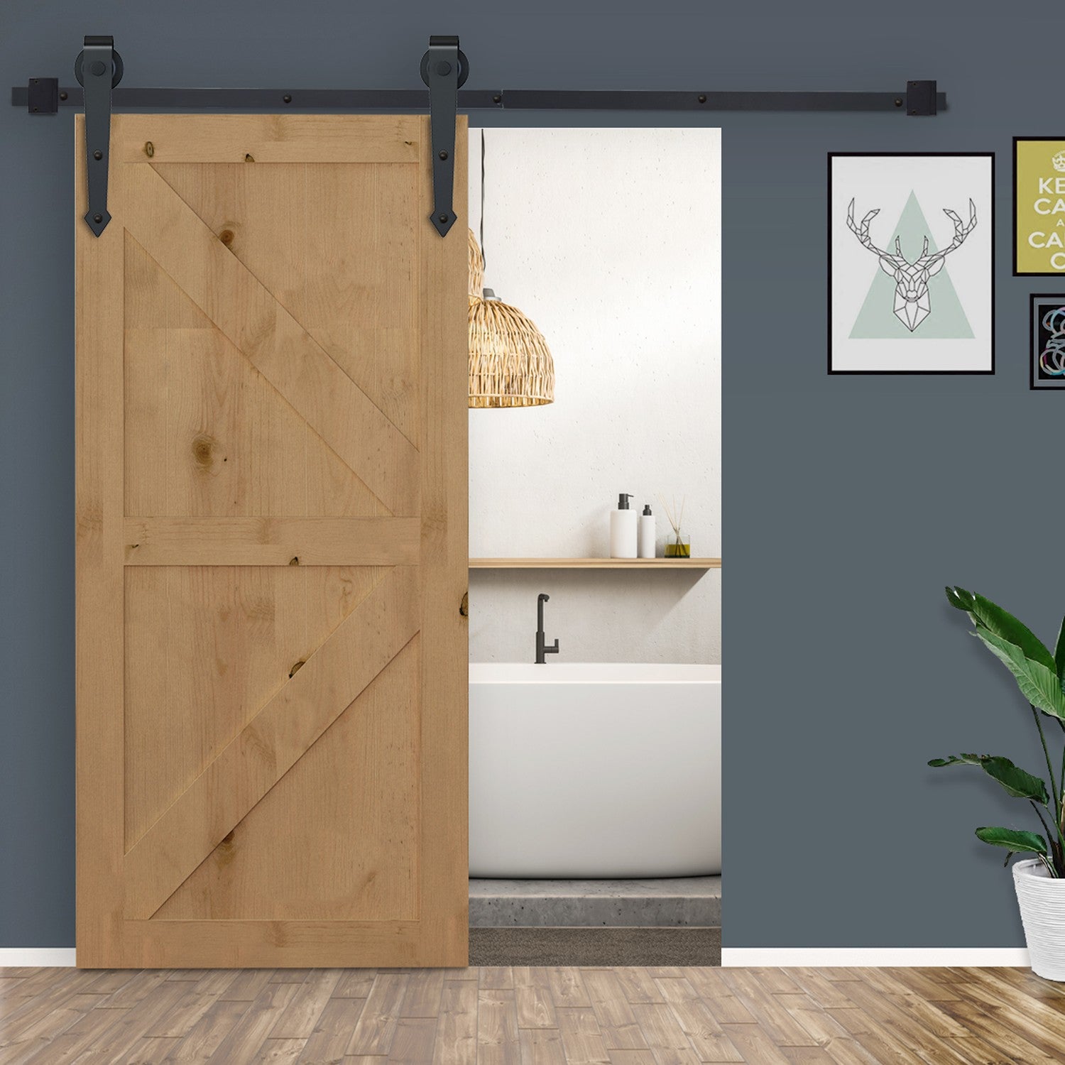 Sada posuvných dveří z uhlíkové oceli, 200 cm, černá