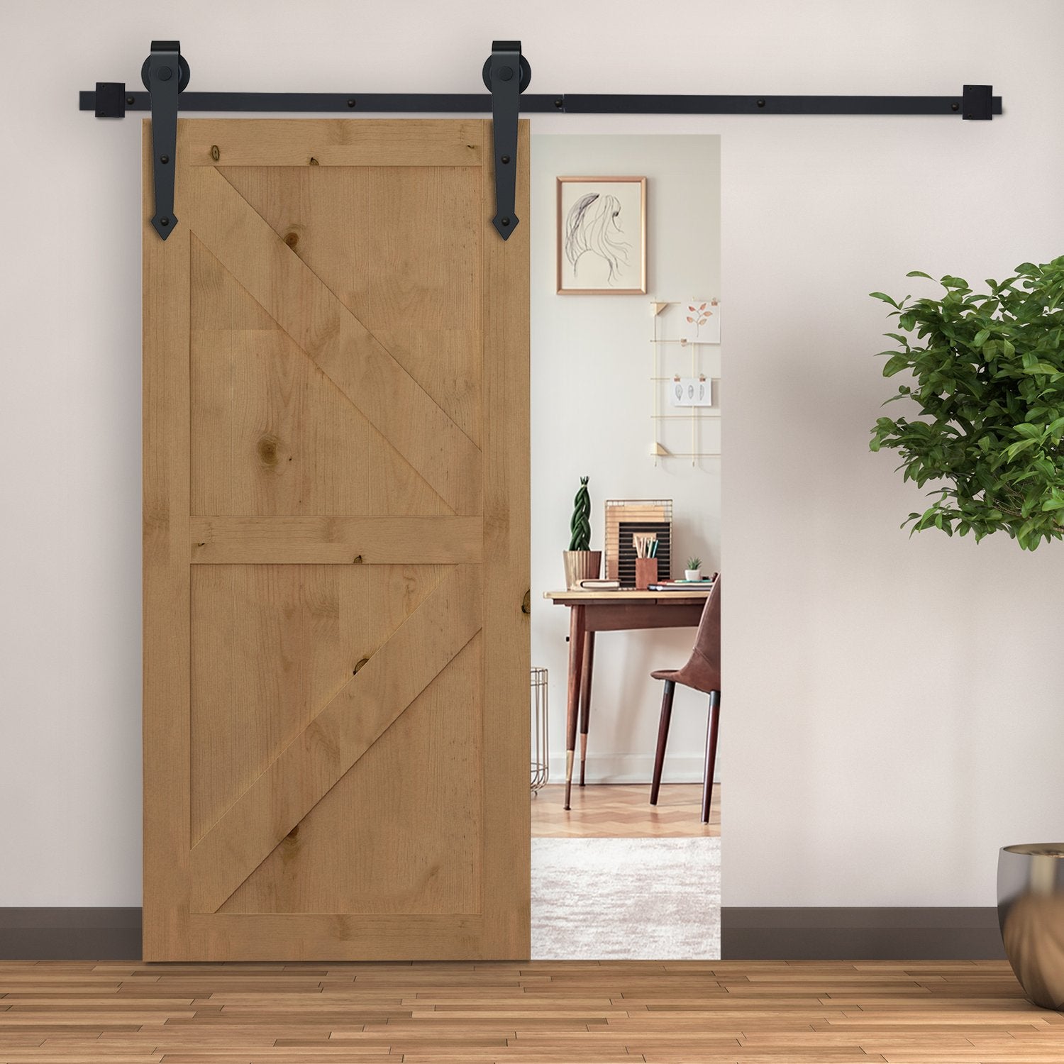 Sada posuvných dveří z uhlíkové oceli, 200 cm, černá