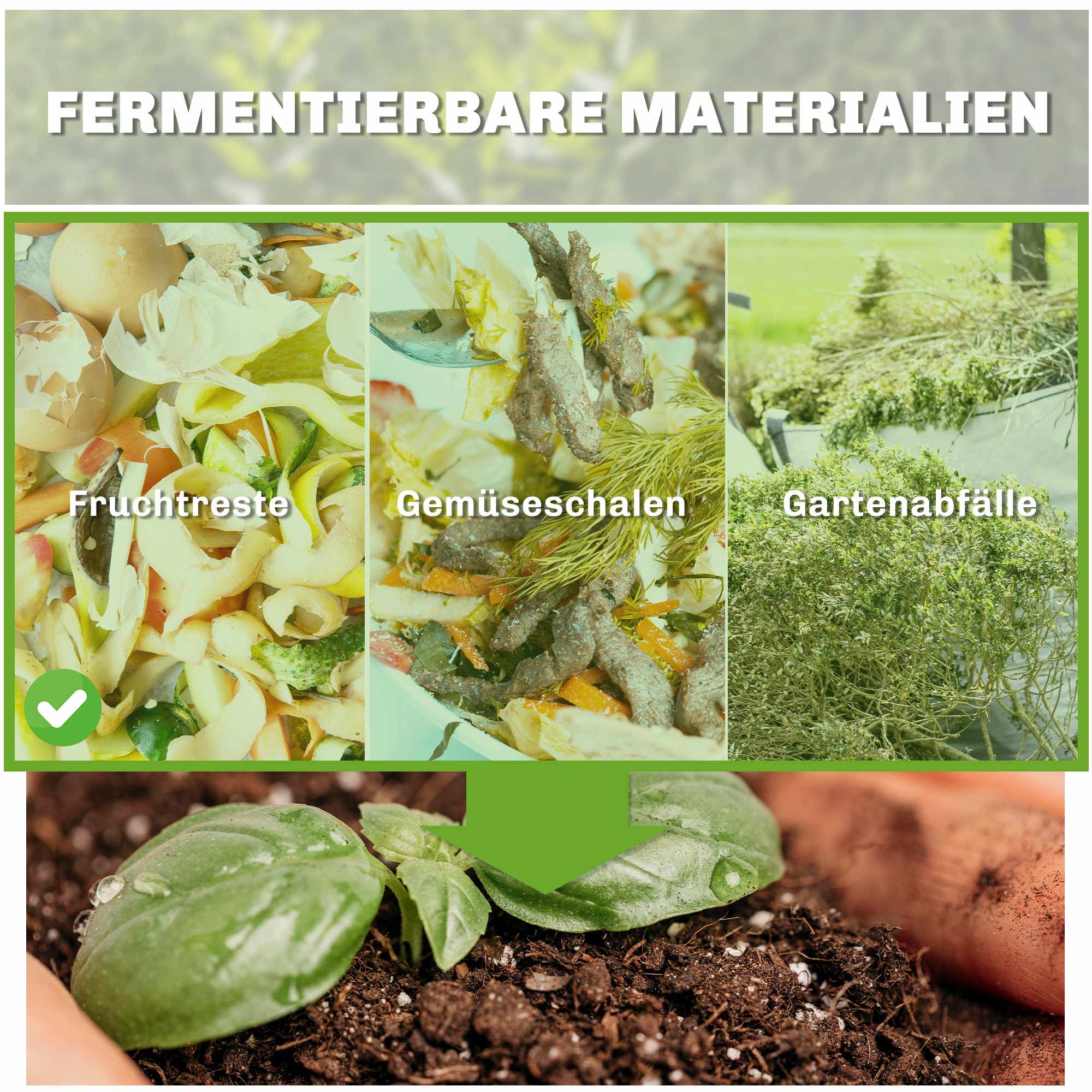 240L trädgårdskompostbehållare, öppen botten, 3 luckor