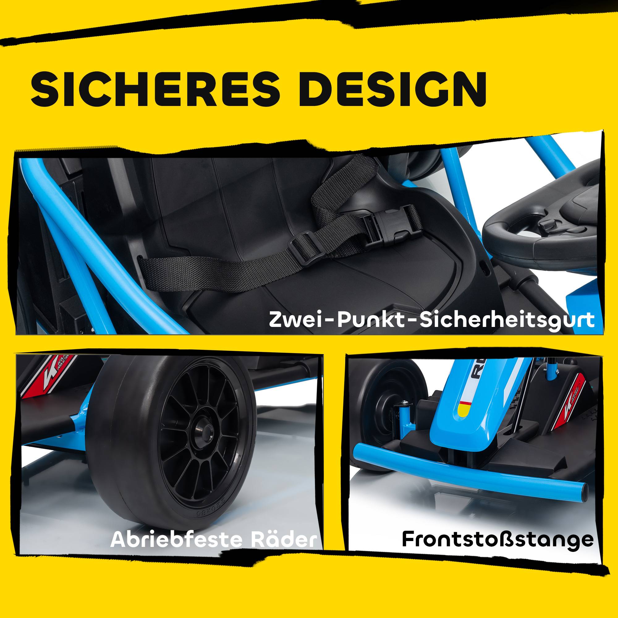 24V elektrisk gokart för drifting, åldrar 8-12, blå