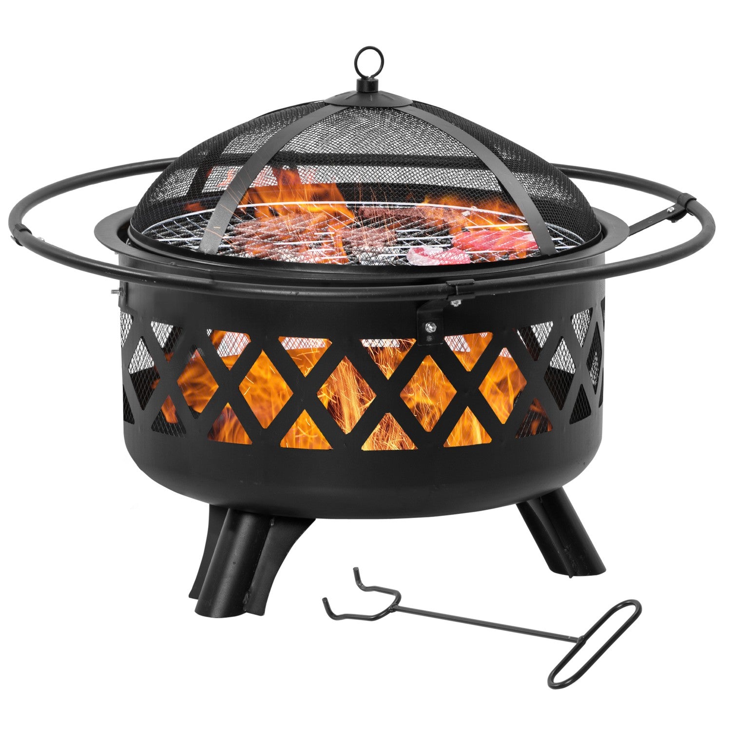 2-i-1 Fire Pit & Grill med gnistskydd Ø82 Cm