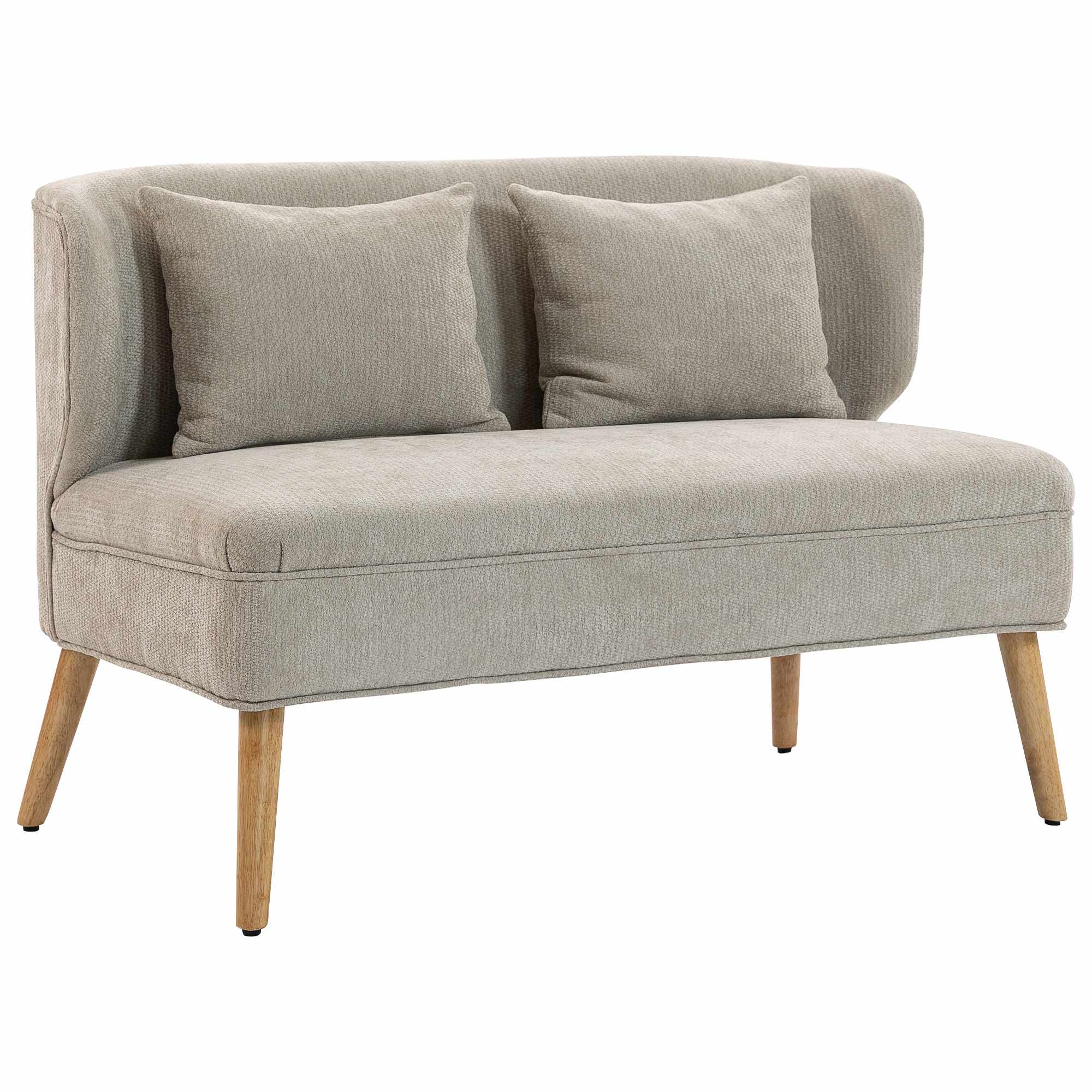 2-sits chenillesoffa, vingrygg, ben i gummiträ, beige