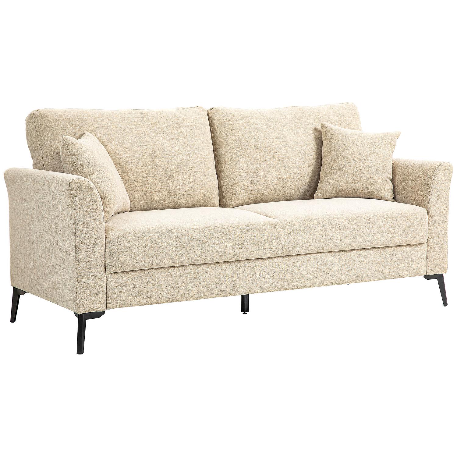 2-sits linnesoffa, metallben, beige klädsel