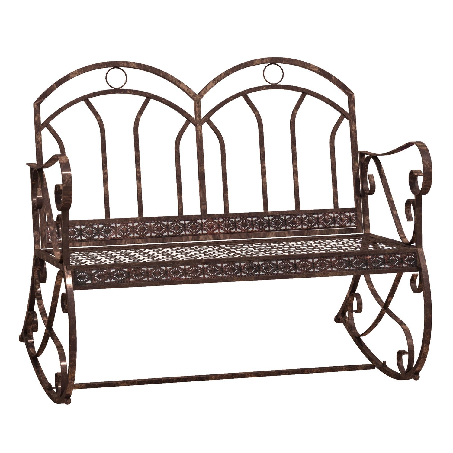 2-sits metall trädgårdsbänk – bronsröd finish
