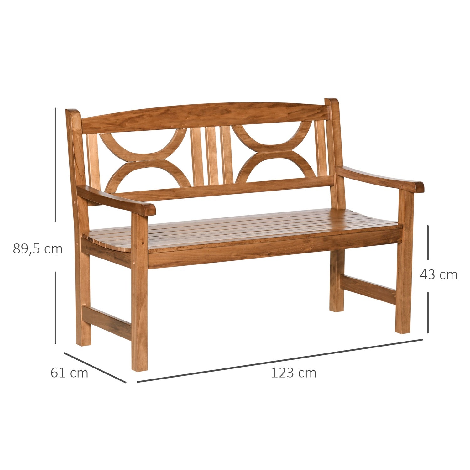 2-sits trädgårdsbänk, poppelträ, naturlig finish
