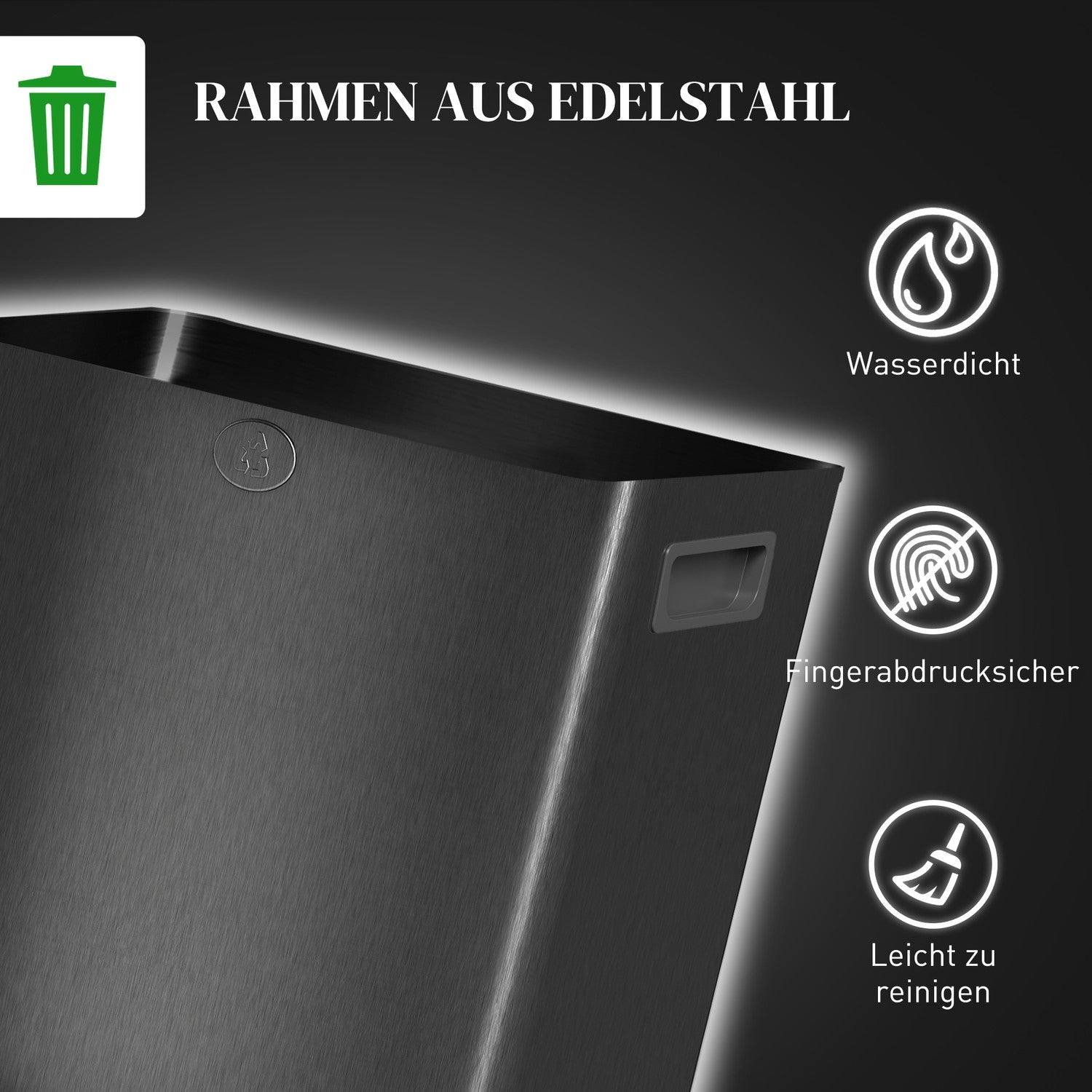 30L soptunna i rostfritt stål med dubbla fack