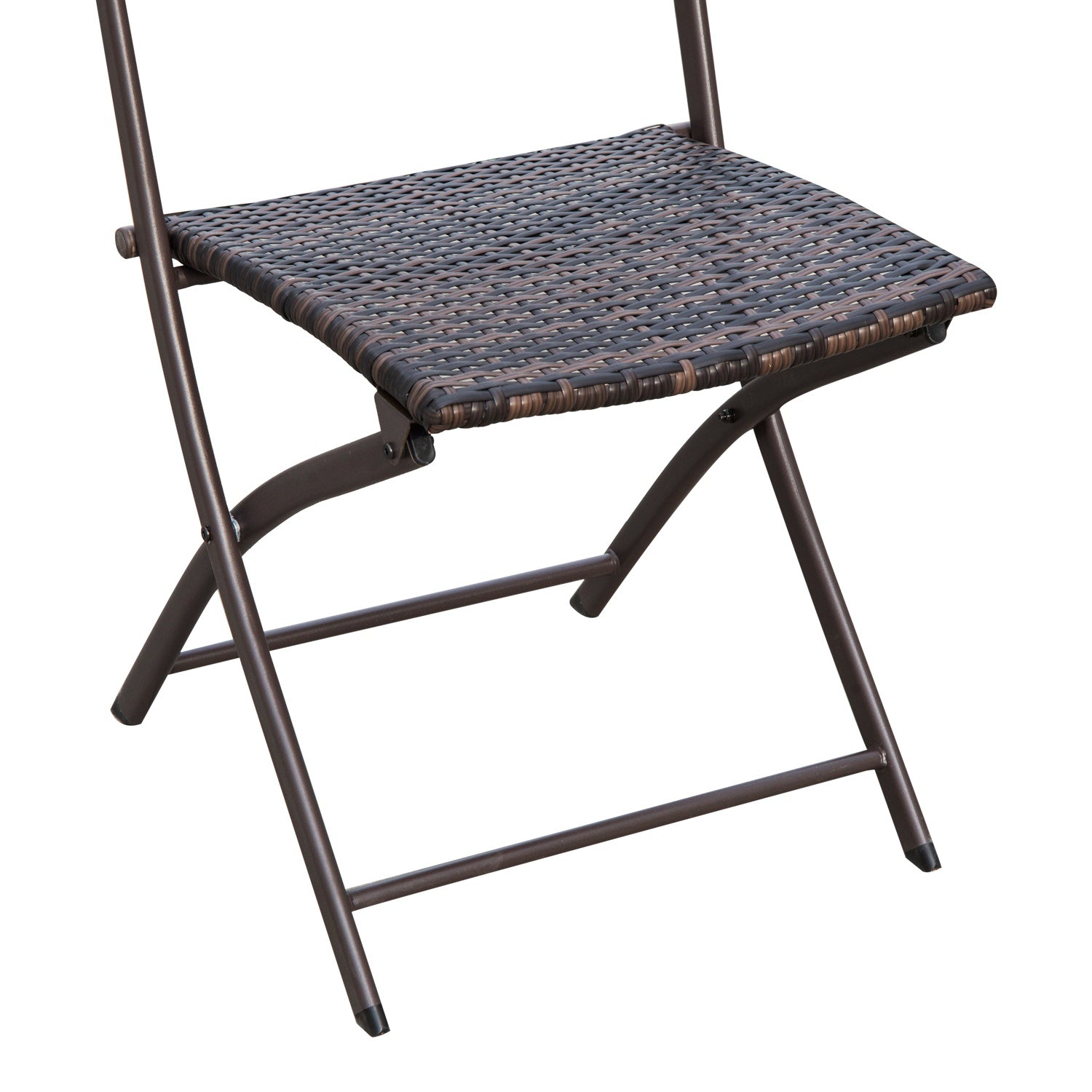 3-delad polyrattan fällbar bistroset för balkong – Brun