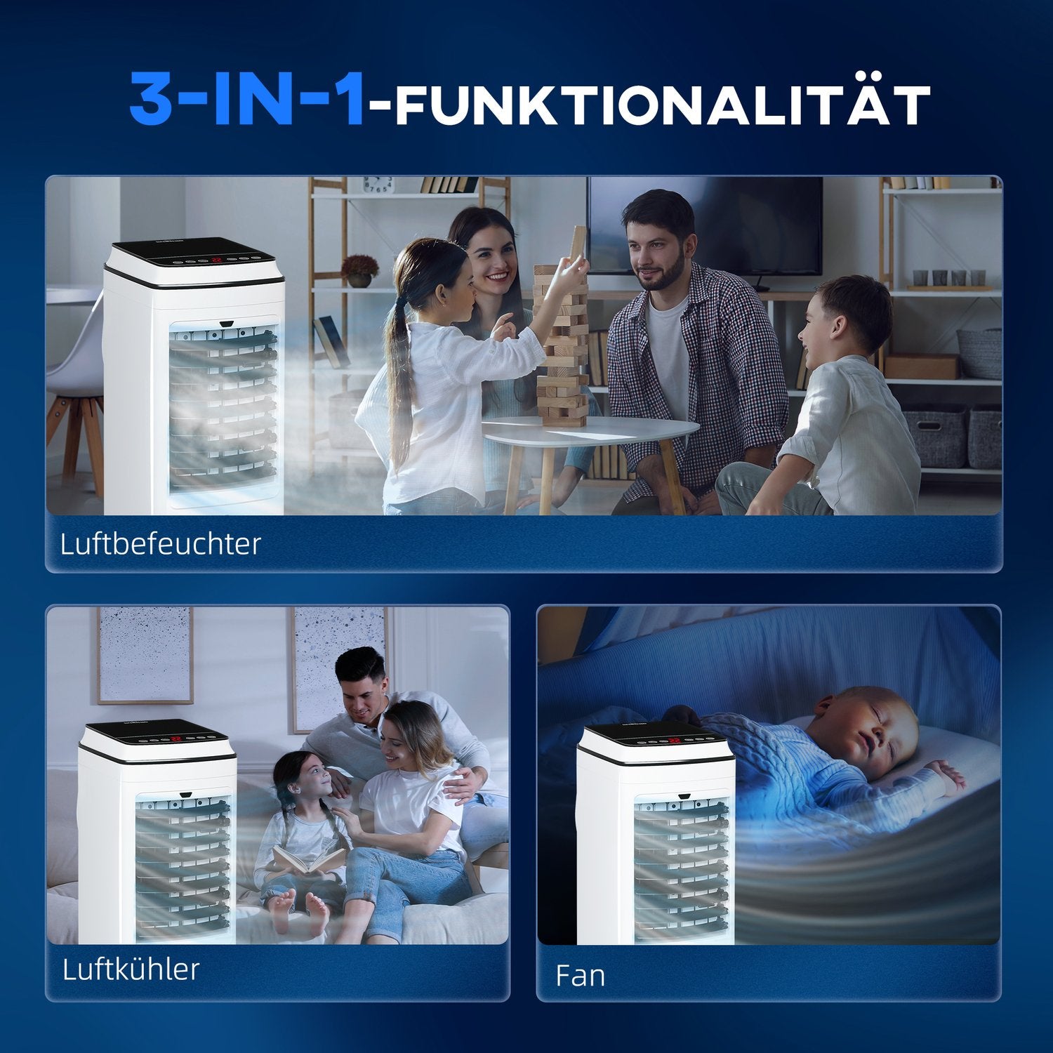 Přenosná klimatizace 3 v 1 se zvlhčovačem vzduchu, 4 l, dálkové ovládání