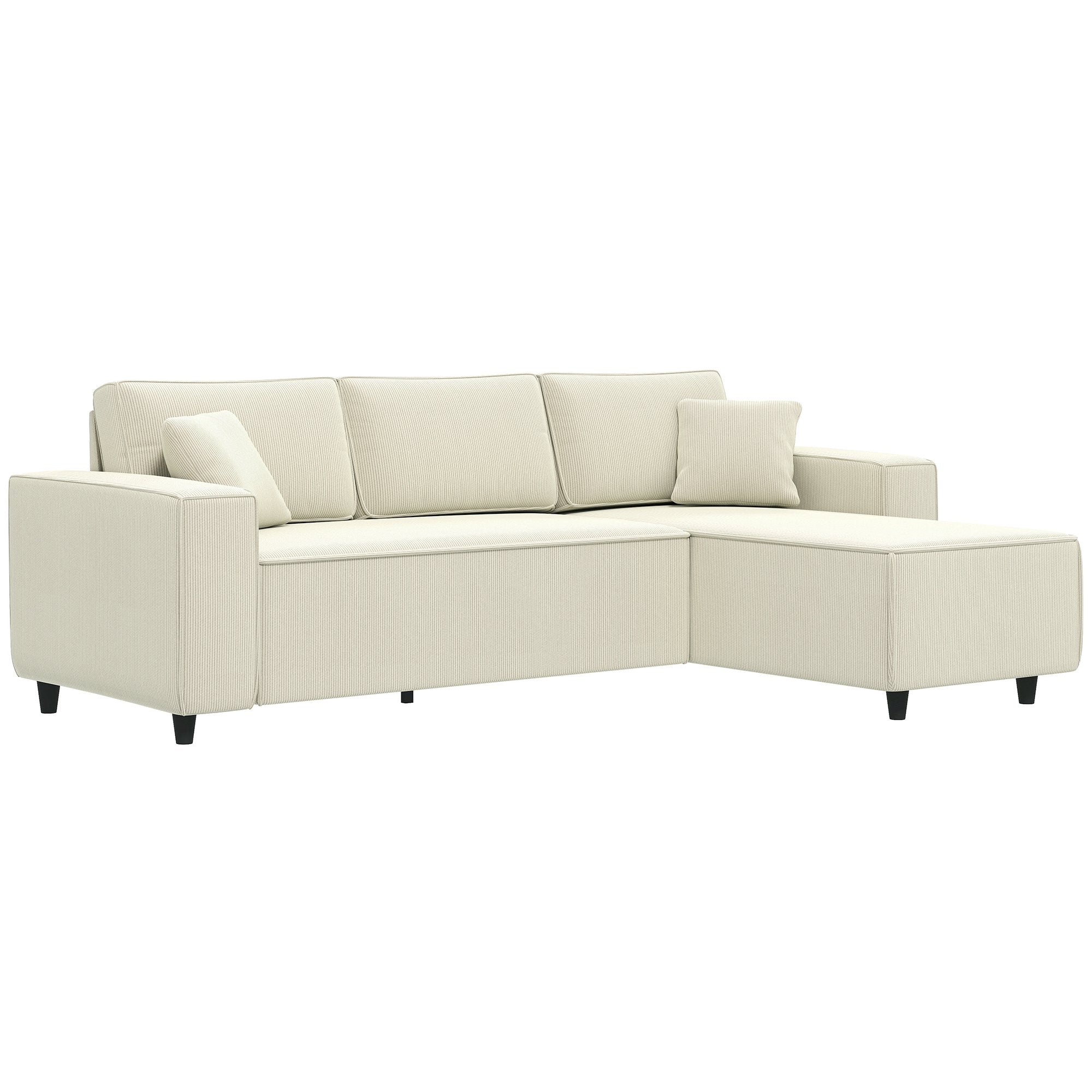 3-sits sektionssoffa med vändbar schäslong, krämfärgad manchester