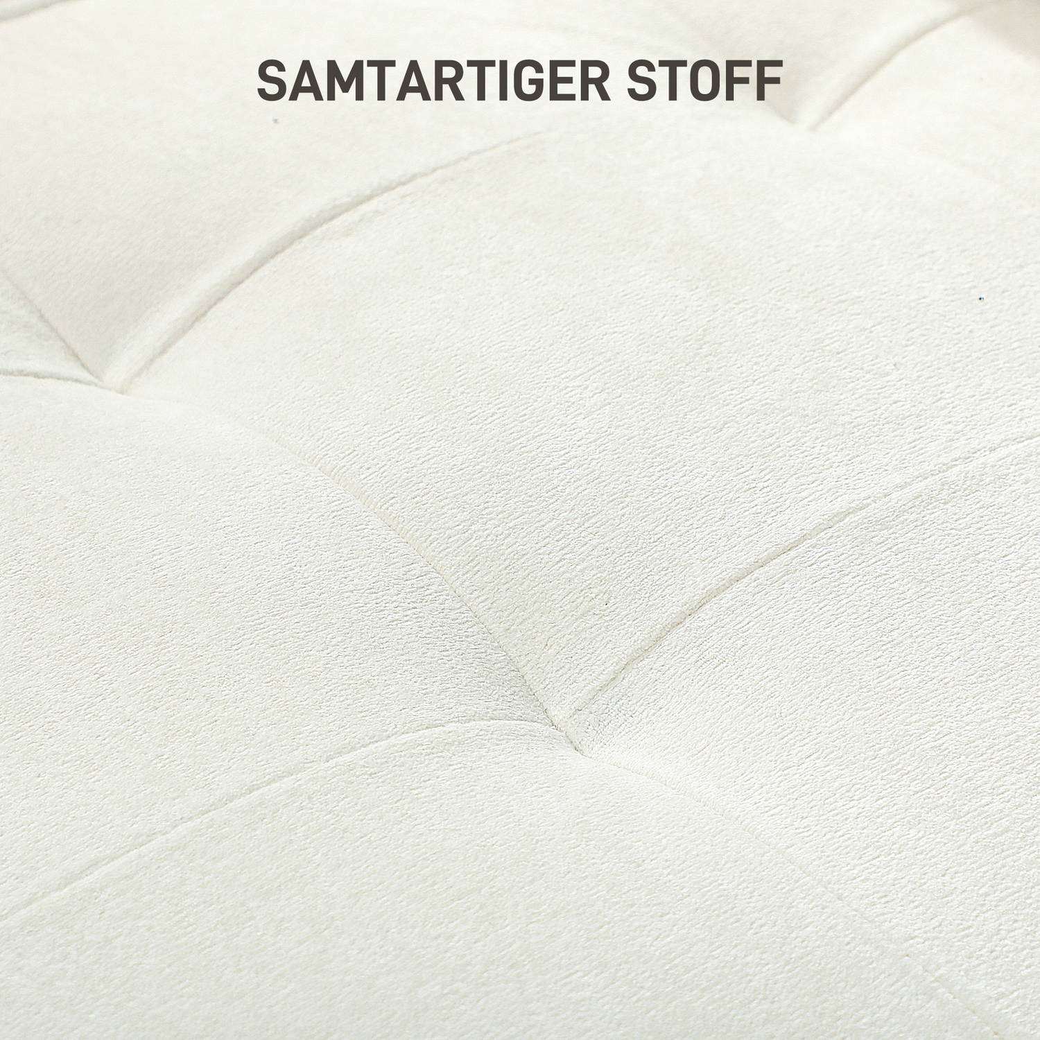 3-sits soffa, tjocka kuddar, gummiträ, krämtyg