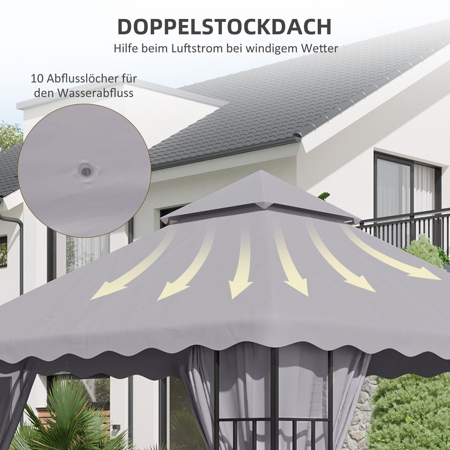 Náhradní střecha zahradního altánu 3x3 m, světle šedá
