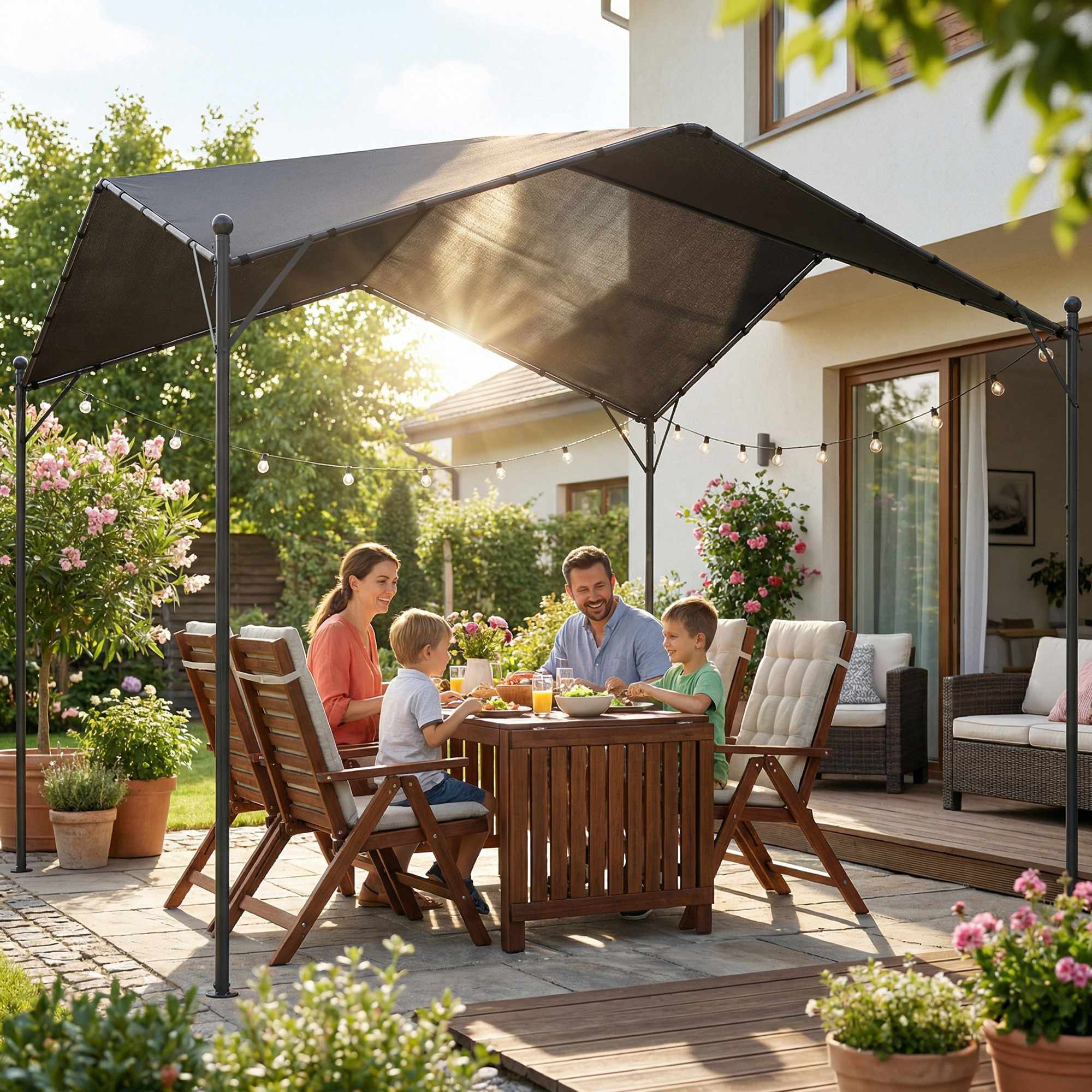 3x3 m pergola med metallram och UPF30+ tak