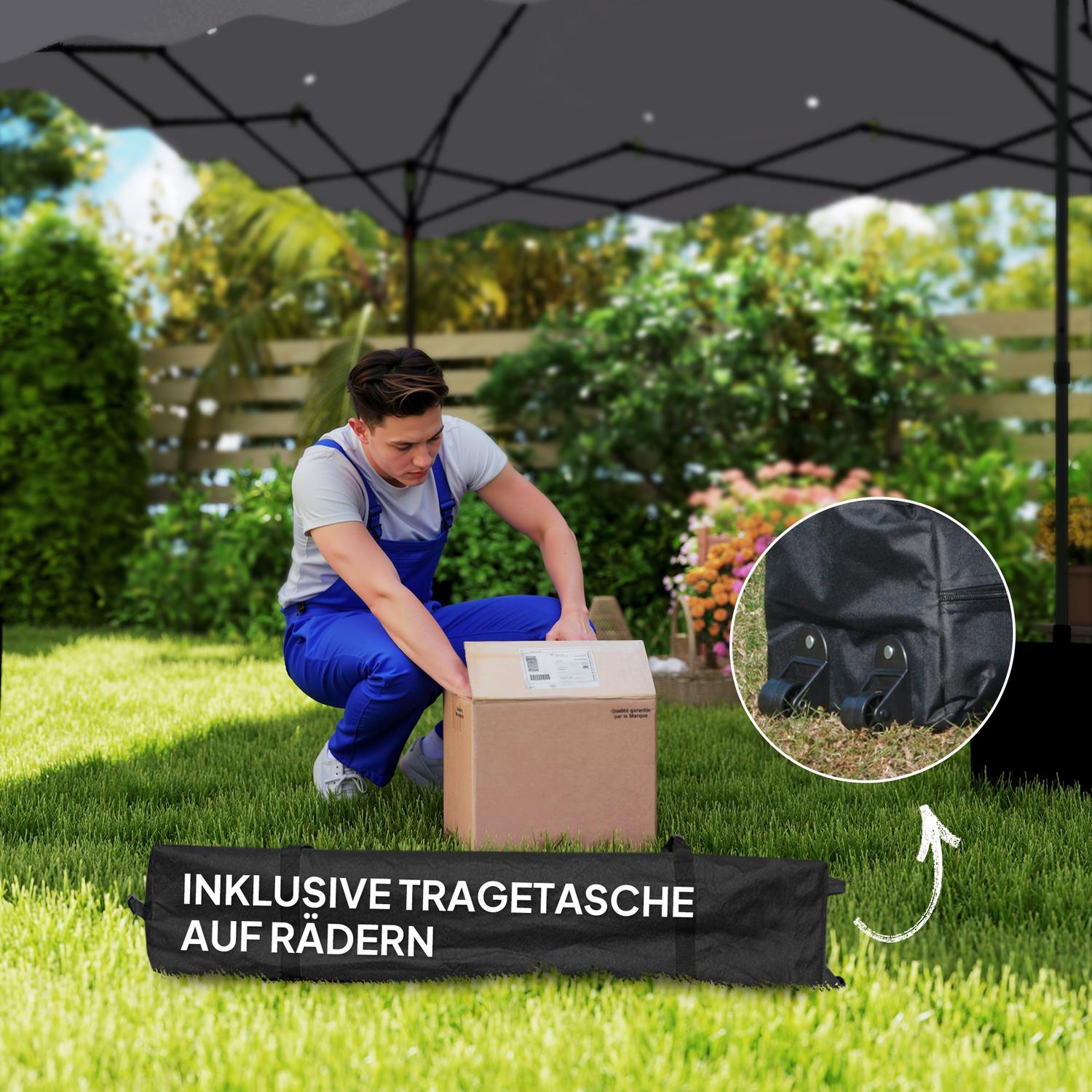 3x3m vattenavvisande pop-up paviljong, UV 50+, ljusgrå