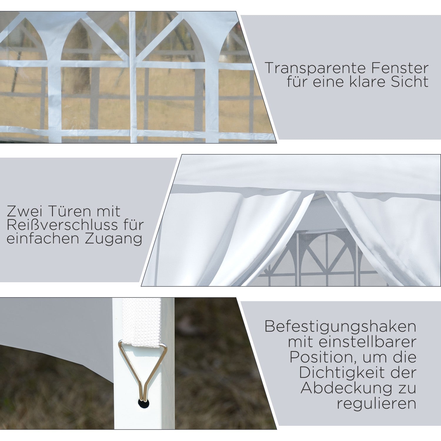 Bílý altán 3x3m s bočními stěnami a UV ochranou