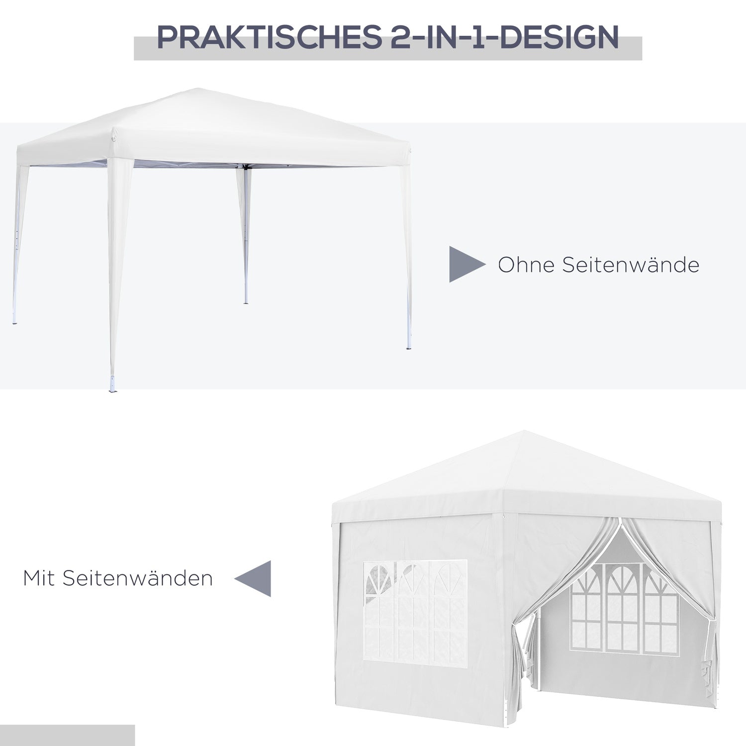Bílý altán 3x3m s bočními stěnami a UV ochranou