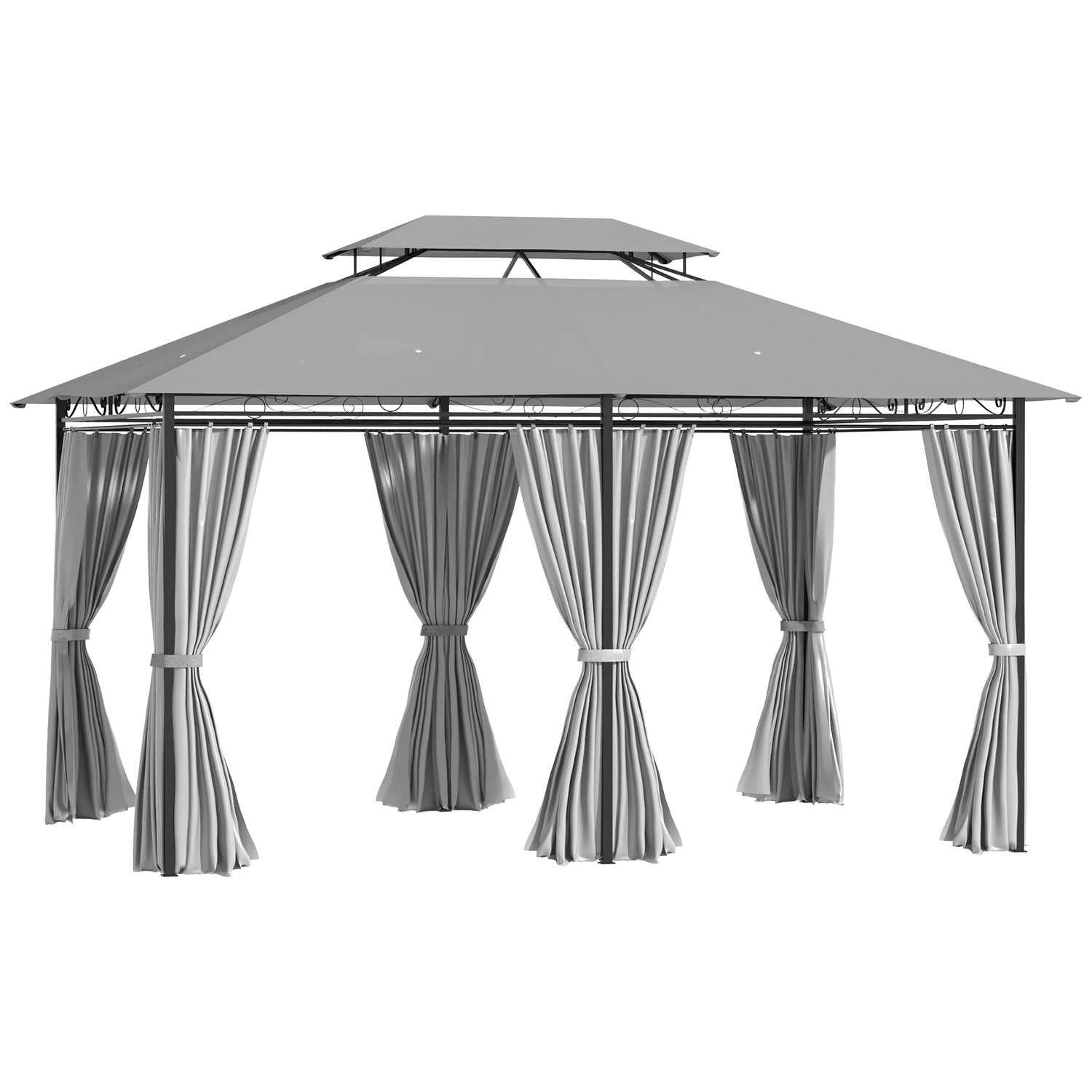 Tmavě šedý vodotěsný zahradní pavilon 3x4m se 6 panely