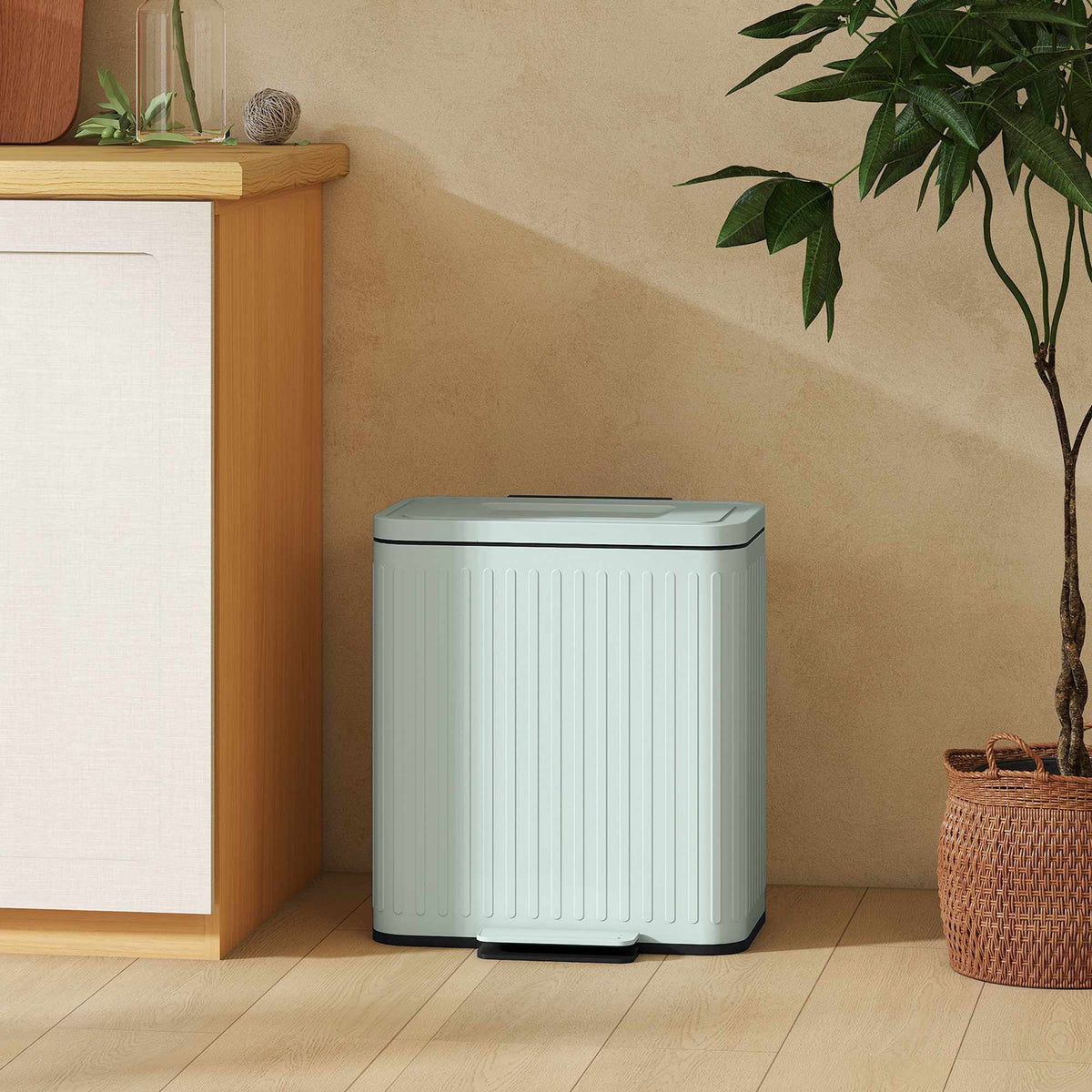 Dvojitý pedálový koš 40L, kovový, kapacita 2 x 20L