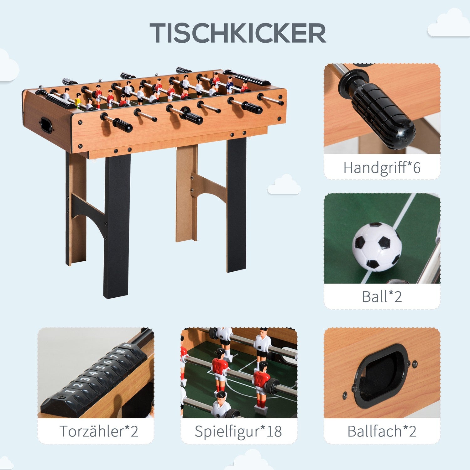 4-i-1 multispelbord: Fotboll, hockey, biljard, tennis