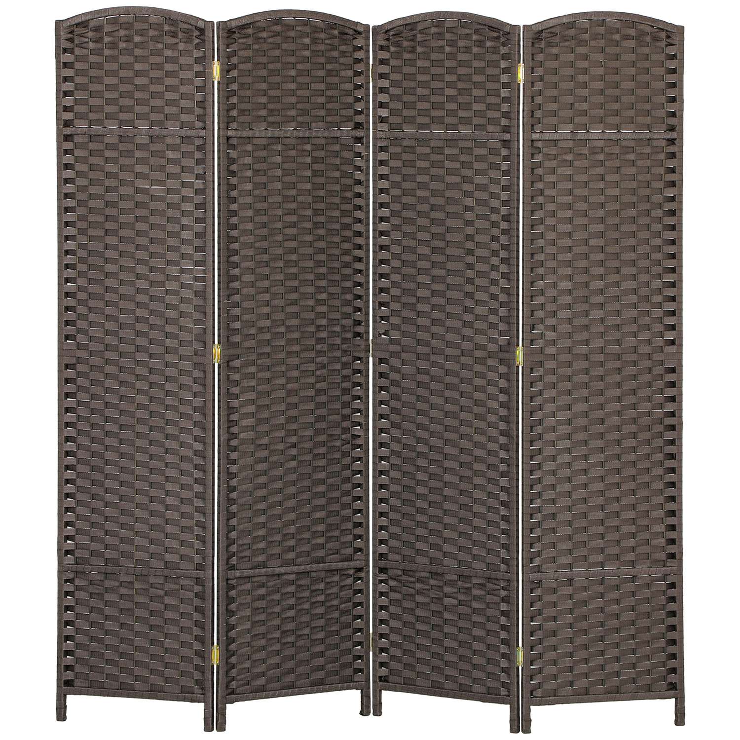 4-panels fällbar rumsavdelare, brun, polypropen