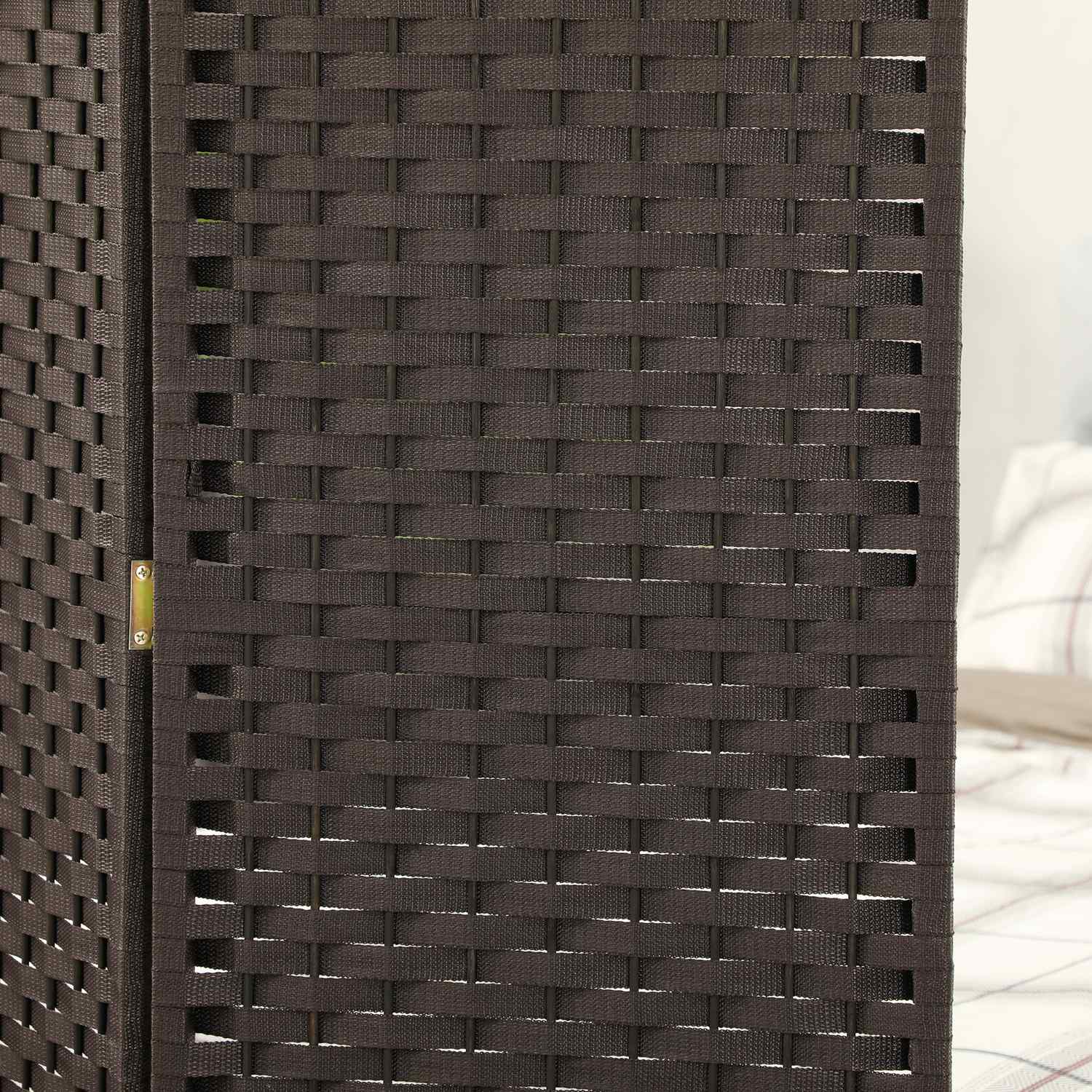4-panels fällbar rumsavdelare, brun, polypropen