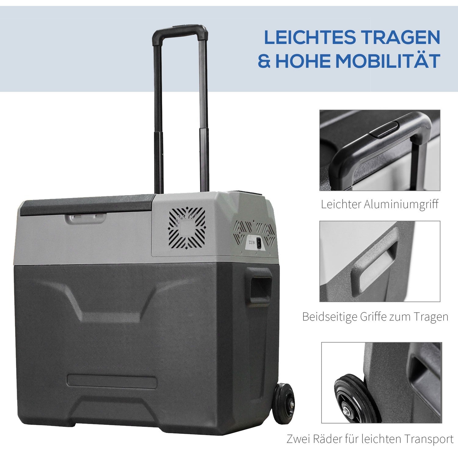 Elektrický chladicí box do auta 50 L, duální napětí, šedý