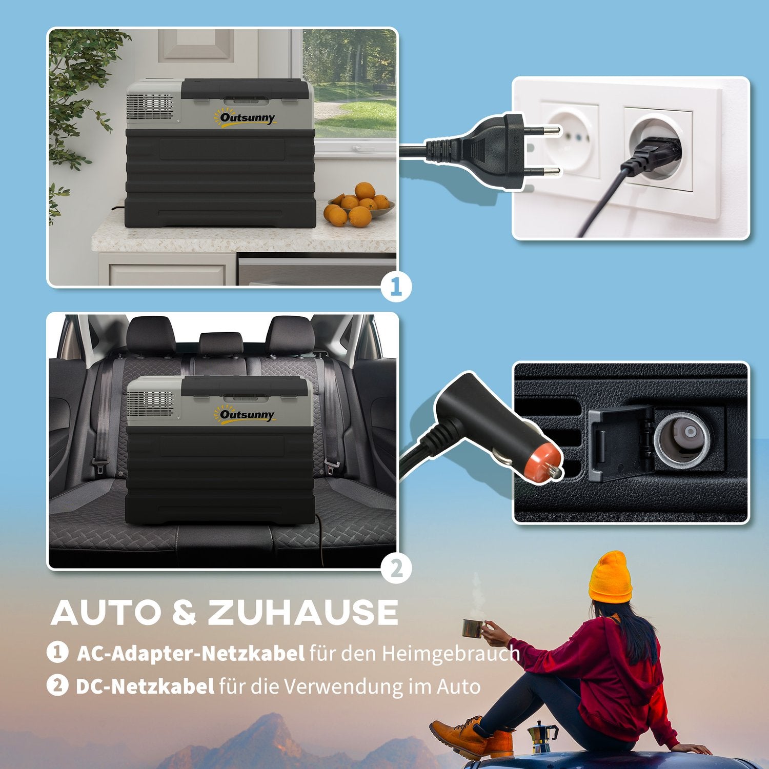 Přenosný autochladicí box 56L, 12/24V a 240V, -20°C, režimy Eco/Max