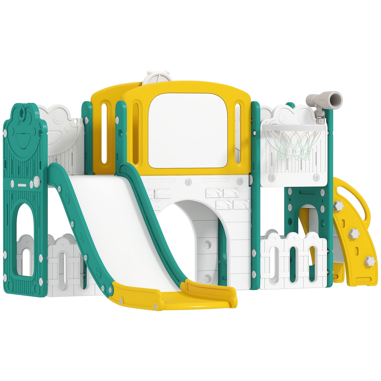 7-i-1-rutschkana med basketkorg för småbarn, inomhus/utomhus