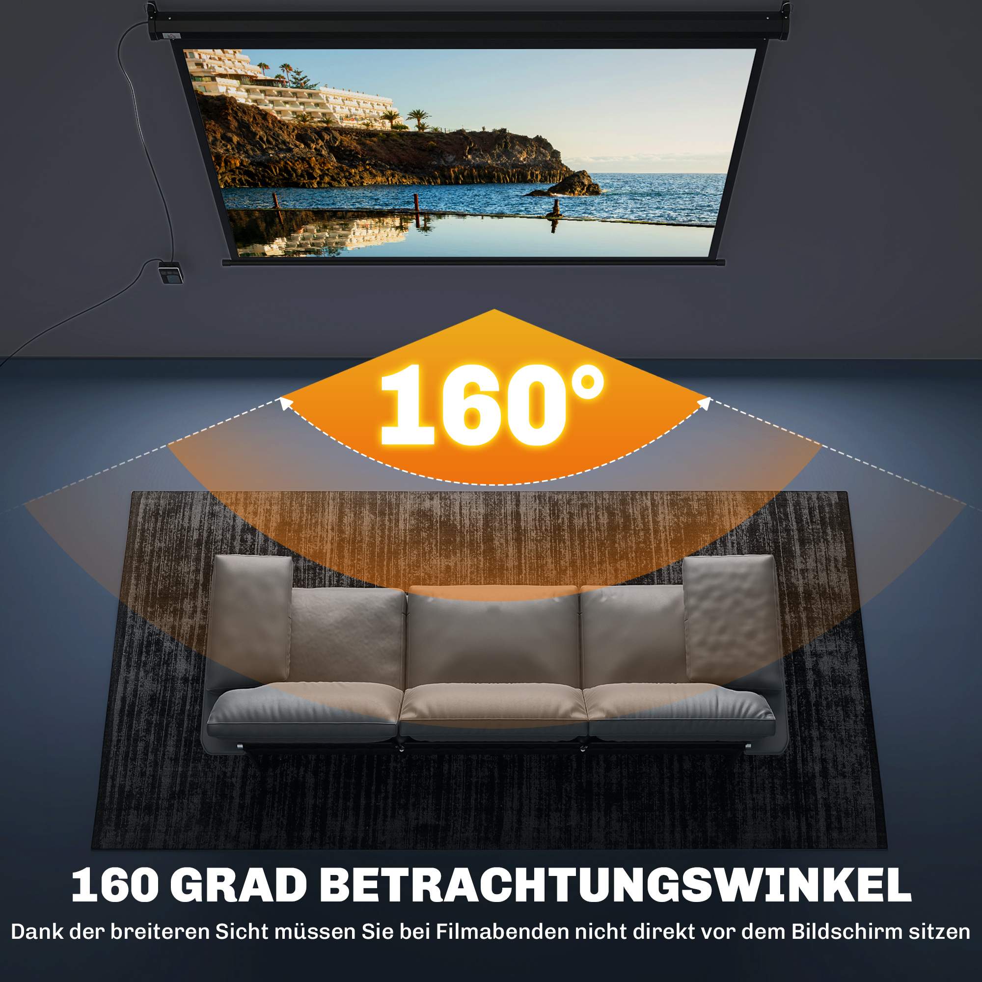 84" motoriserad projektorduk, 4:3, svart, 171x130 cm
