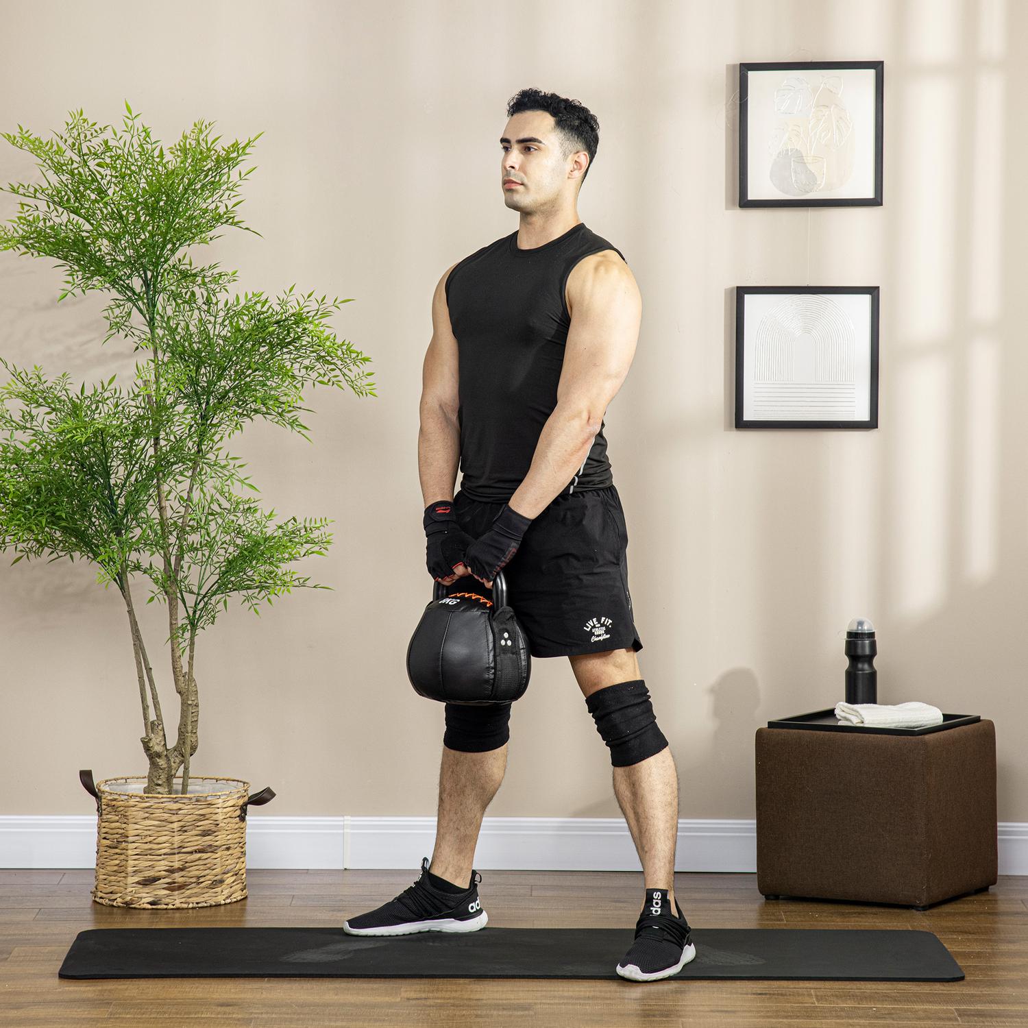 8 Kg Kettlebell, stålhandtag, golvvänlig, svart
