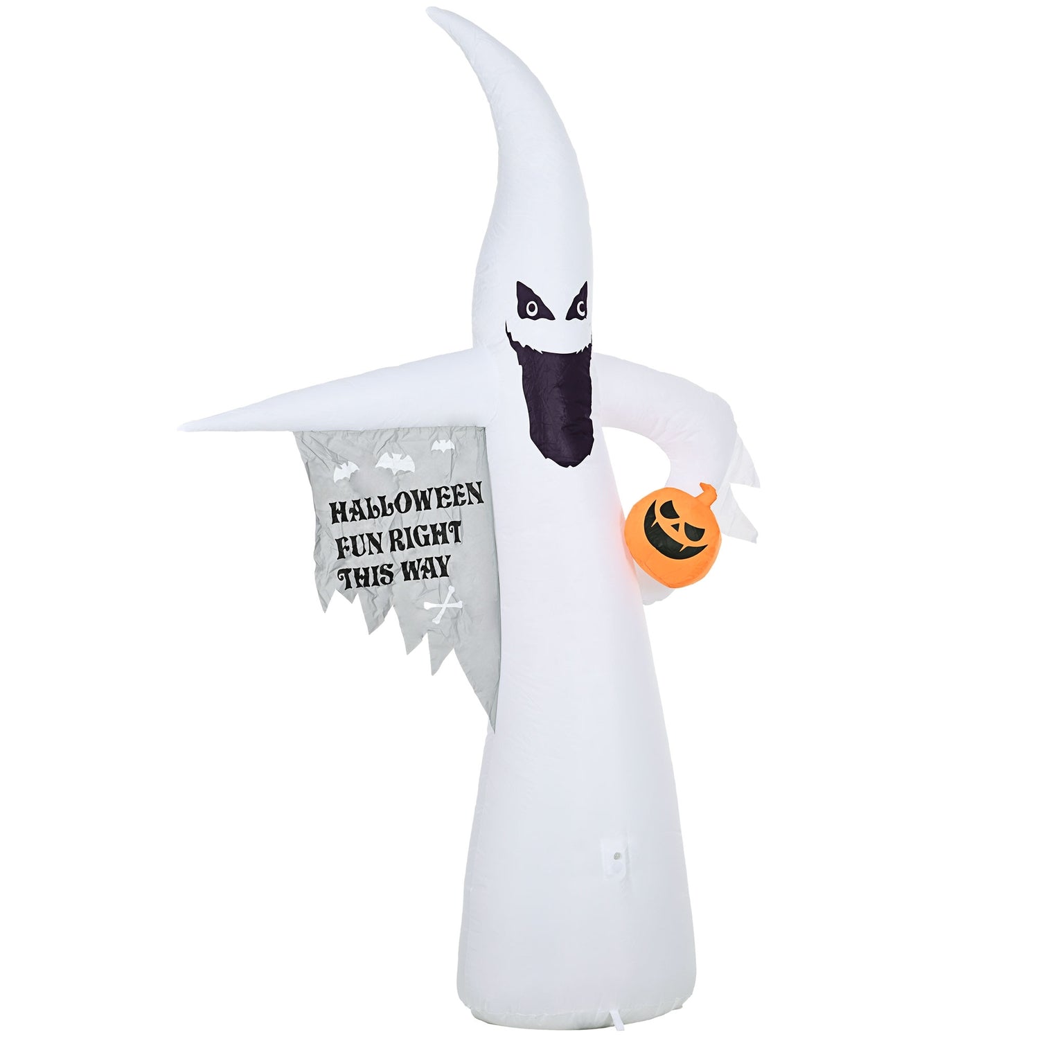 8stopý nafukovací halloweenský duch s LED osvětlením pro vnitřní i venkovní dekoraci