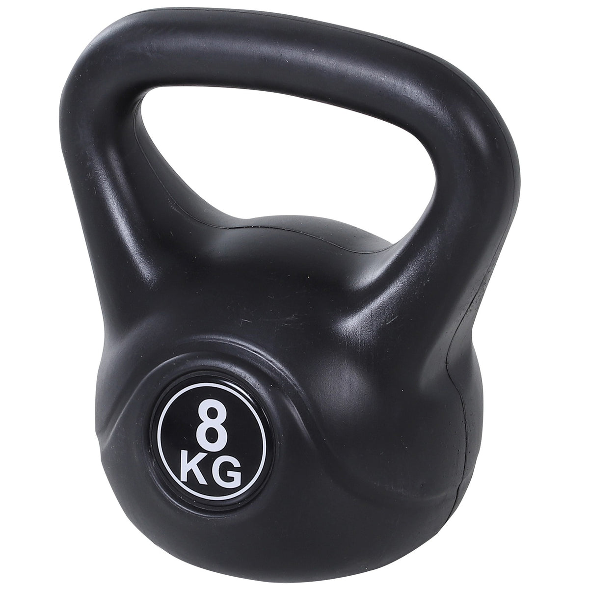 Kettlebell 8 kg, naplněný pískem, černý, vhodný pro začátečníky