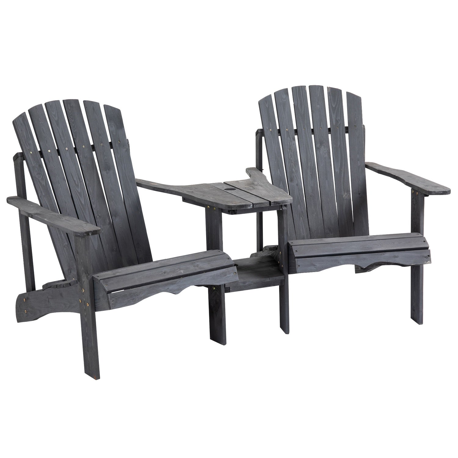 Adirondack 2-sits trädgårdsstolset, trä, mörkgrå