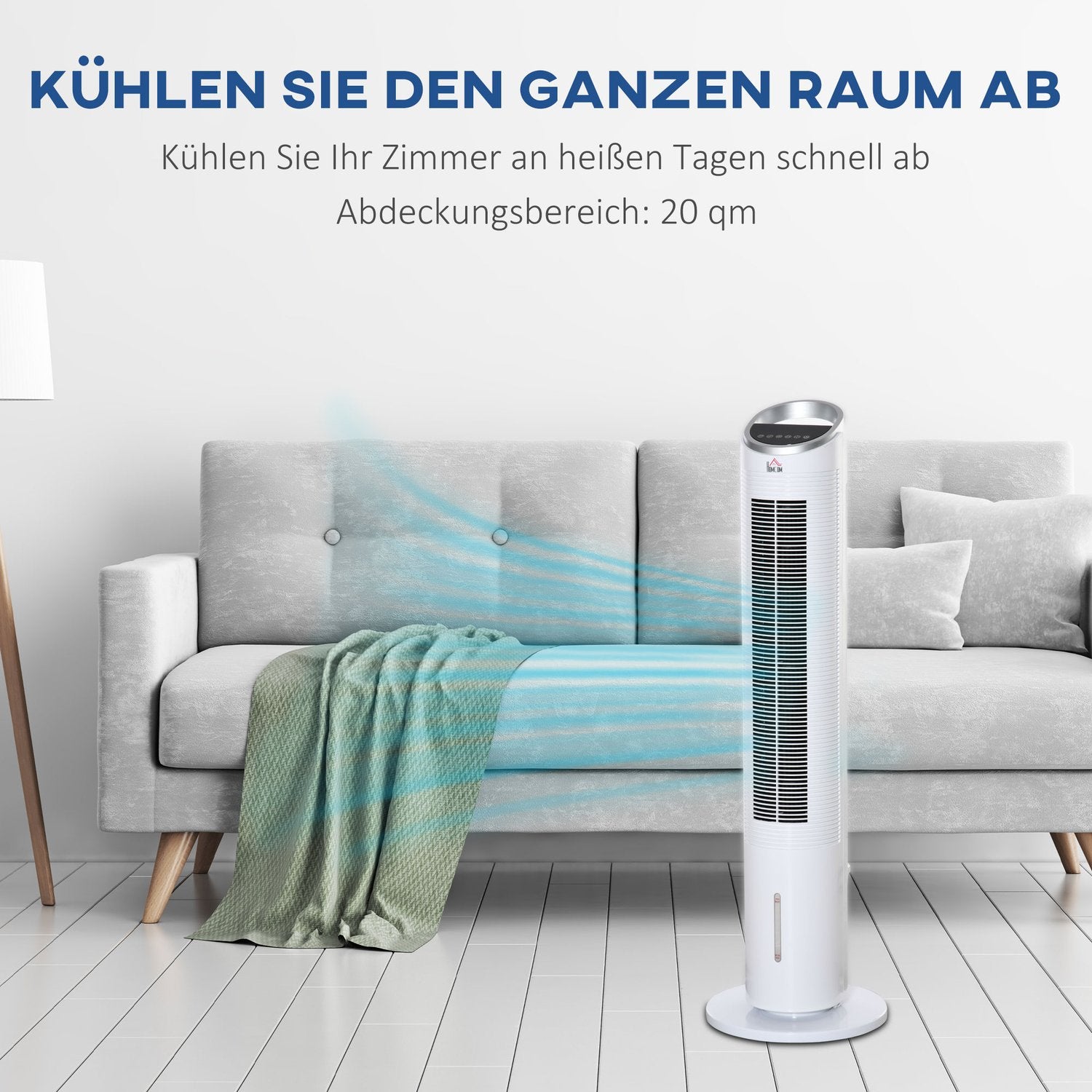 Air Cooler Tower Fläkt – Vattenkylning, fjärrkontroll, timer, 60W