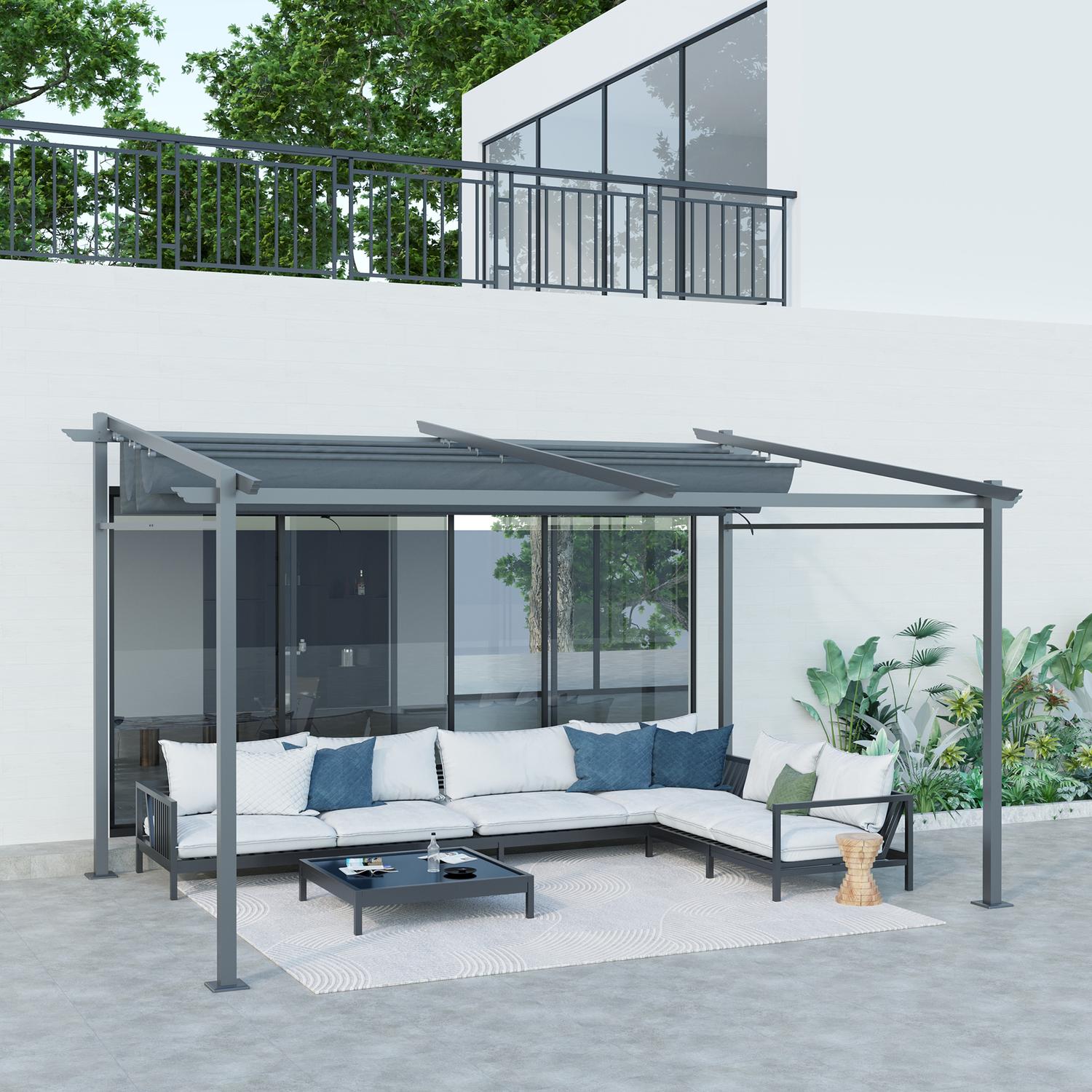 Hliníková pergola 4x3m, nastavitelná střecha, UV ochrana