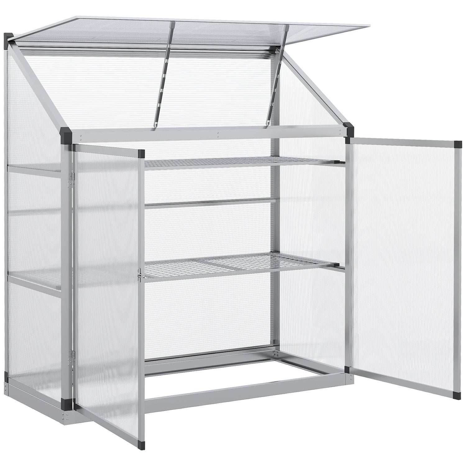 Aluminiumväxthus med fundament, 3 nivåer, 131x58x139,5 cm