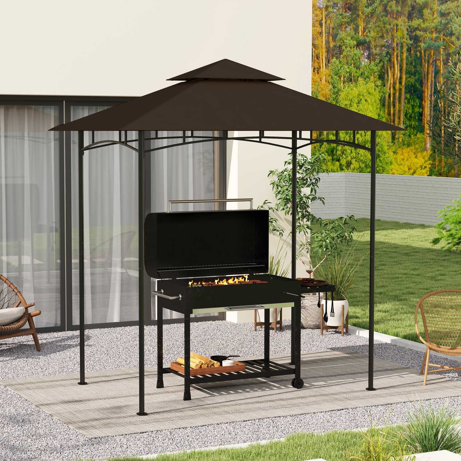 BBQ Gazebo Ersättningstak, dubbla nivåer, vattentålig