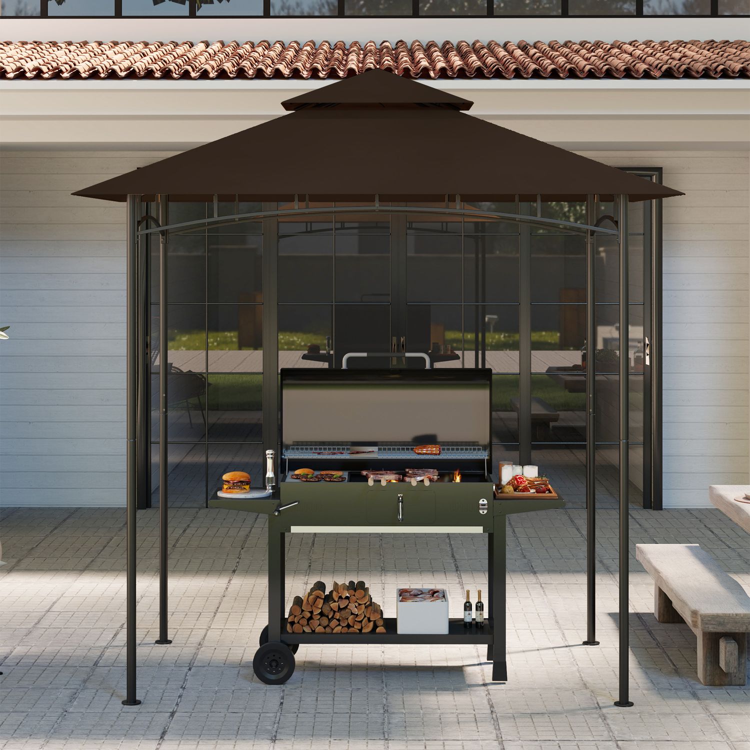 BBQ Gazebo Ersättningstak, dubbla nivåer, vattentålig