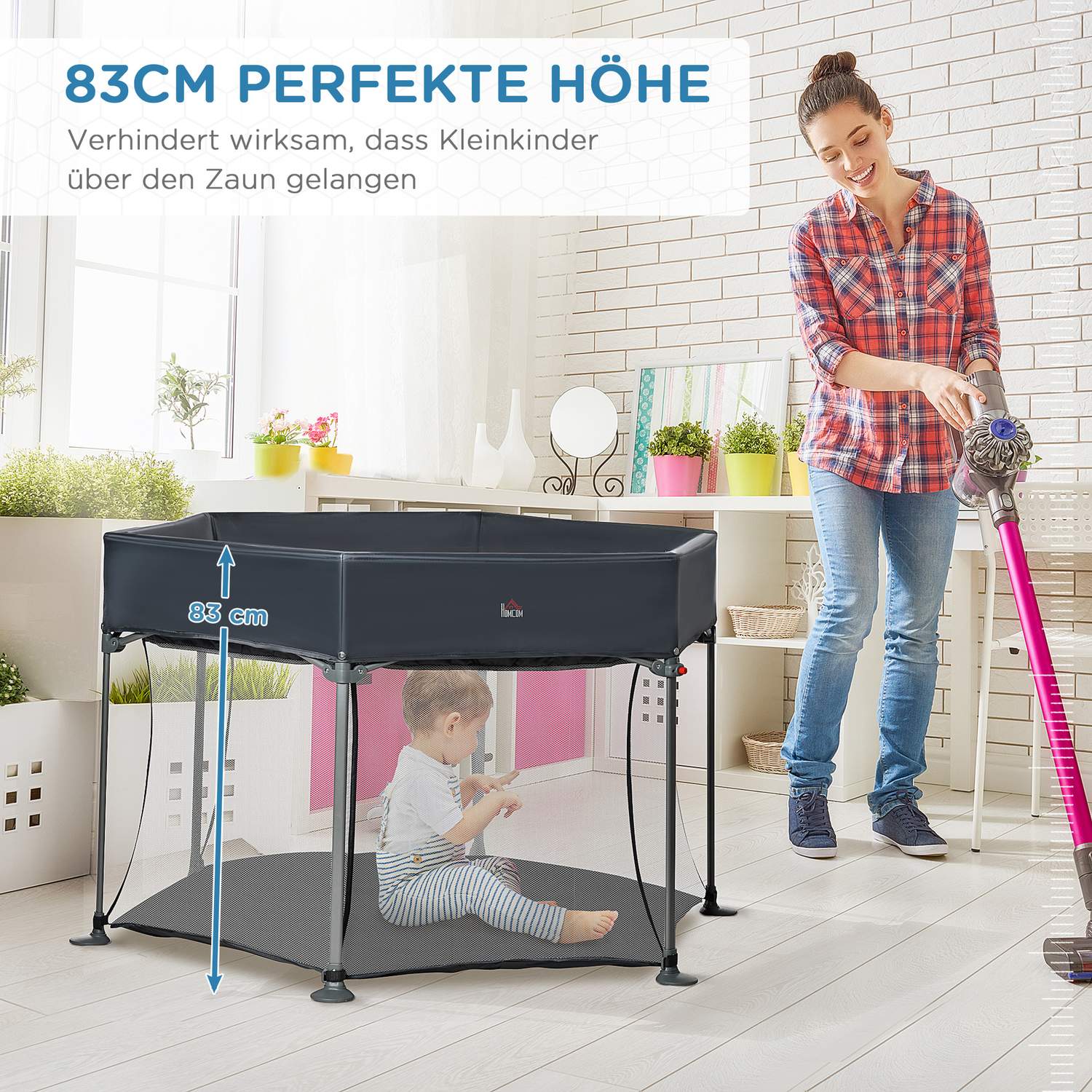 Babylekhage, hopfällbar grind och aktivitetscenter för barn