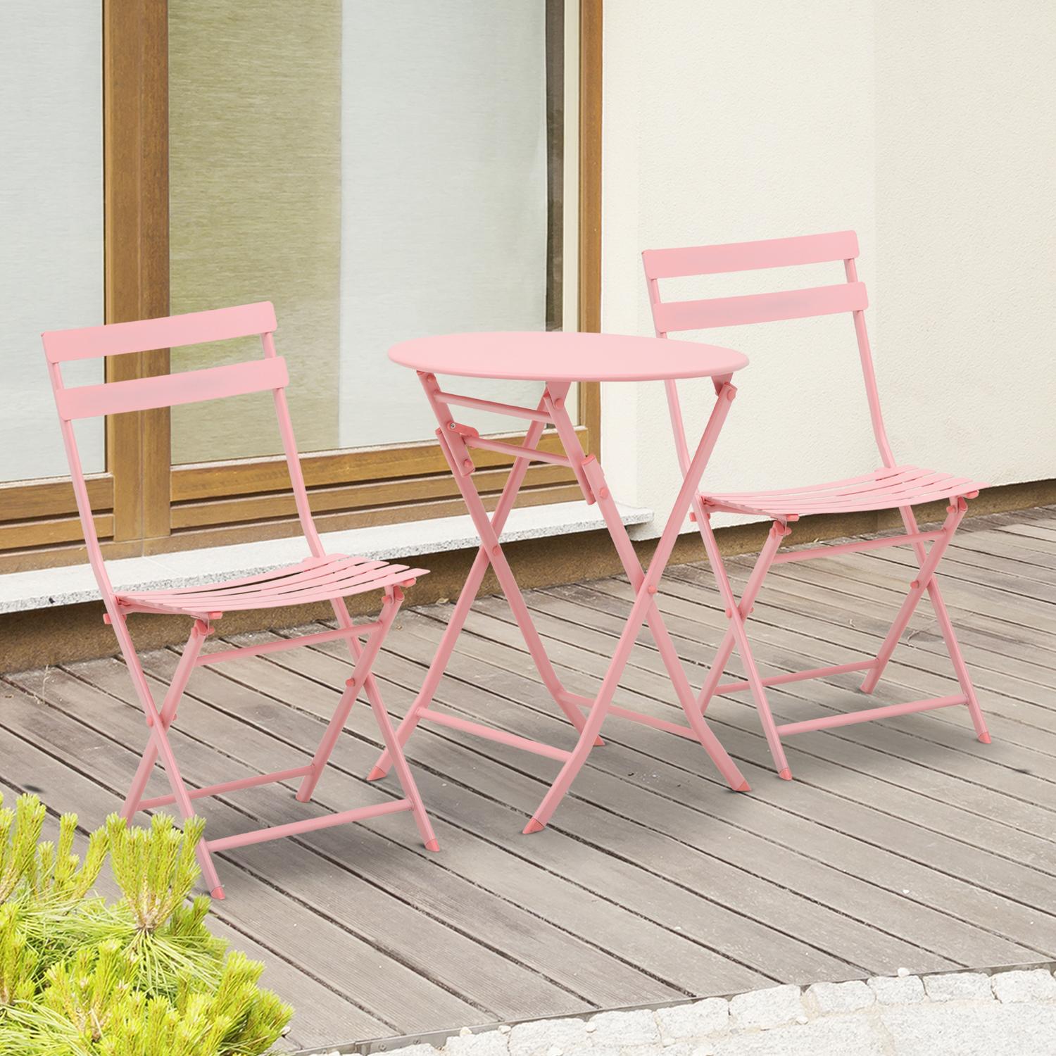 Balcony Bistro Set – hopfällbart bord och 2 stolar, rosa
