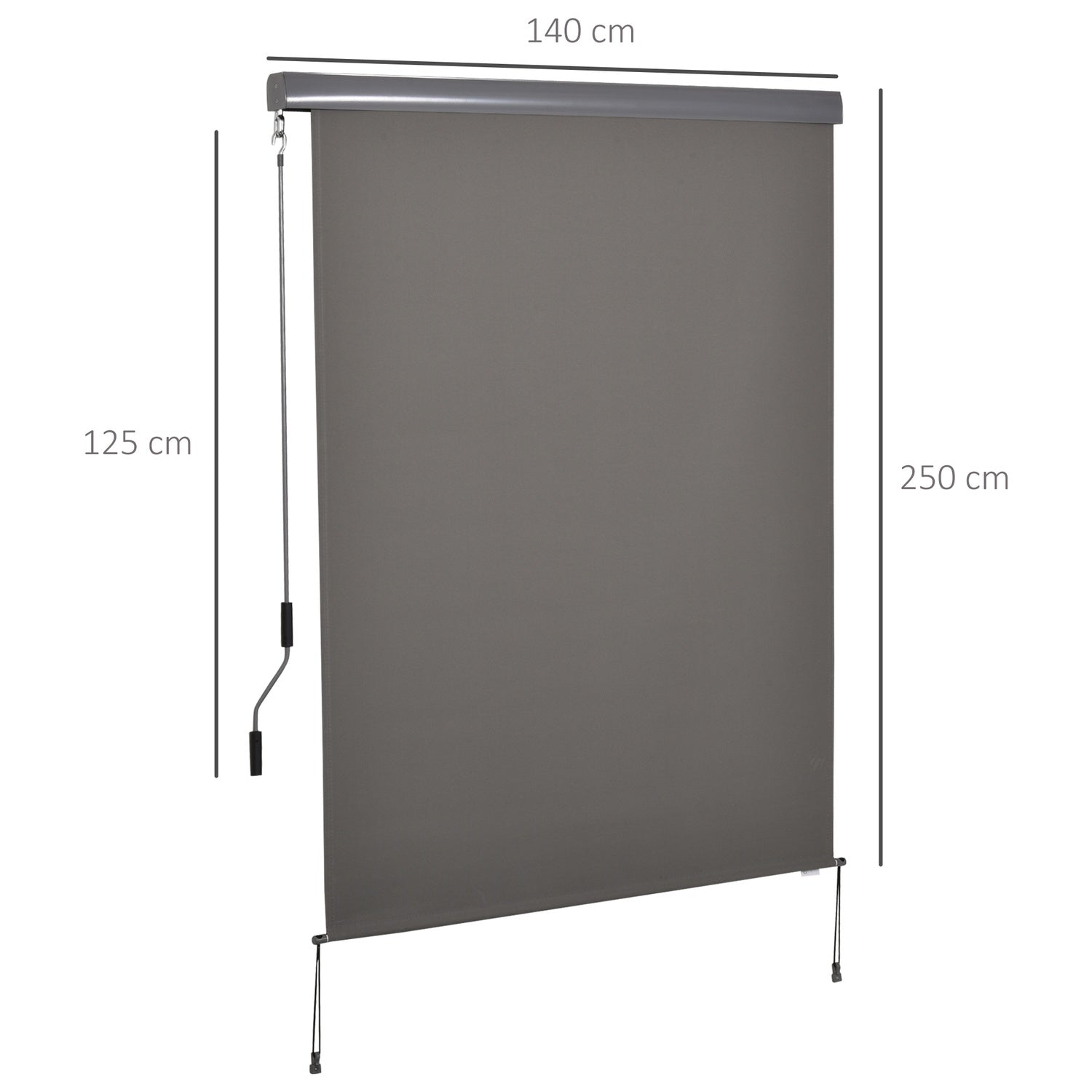 Balkong Markisskärm – Vindskydd & Sekretess, Grå, 140x250 cm