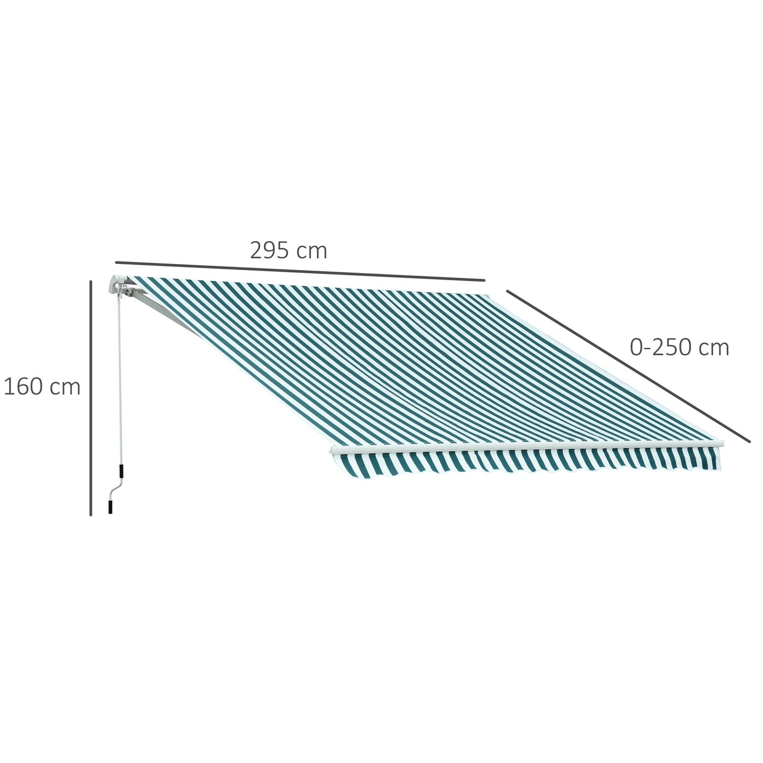 Balkongfällbar markis – 3x2,5M, Solskydd, Grön/Vit