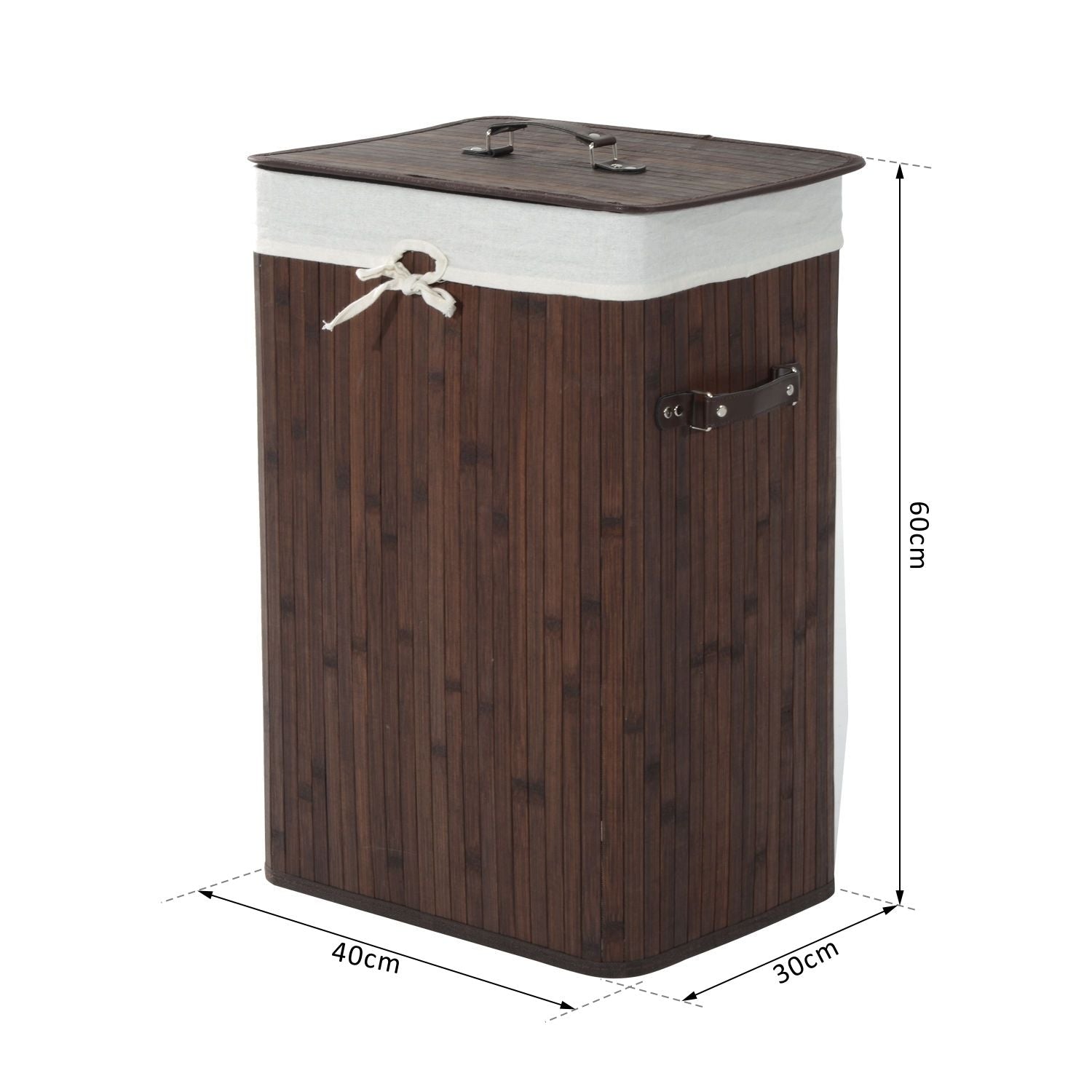 Bambu tvättkorg med lock, 72L, hopfällbar & tvättbar