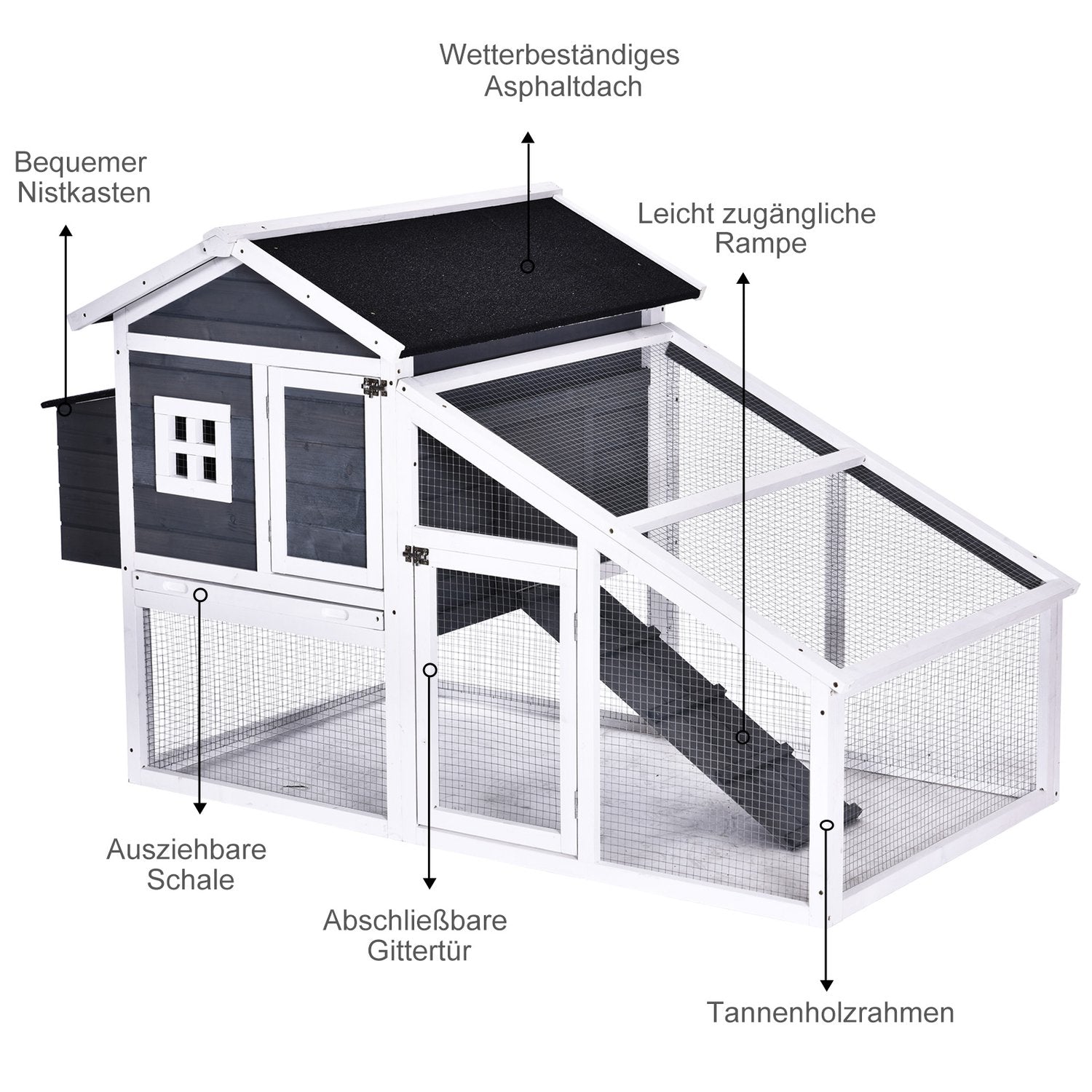 Bantam Chicken Coop Med Run, Abborre, Massivt Trä