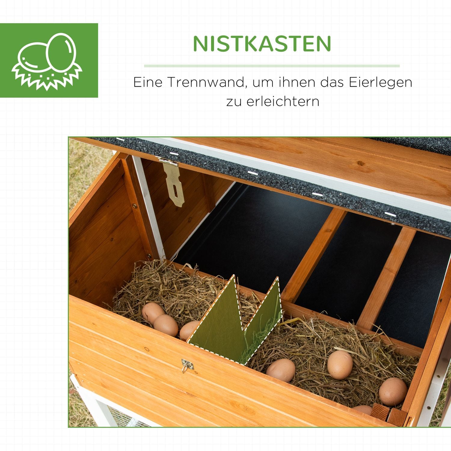 Bantam Chicken Coop med Run, Nesting Box & Asfalttak