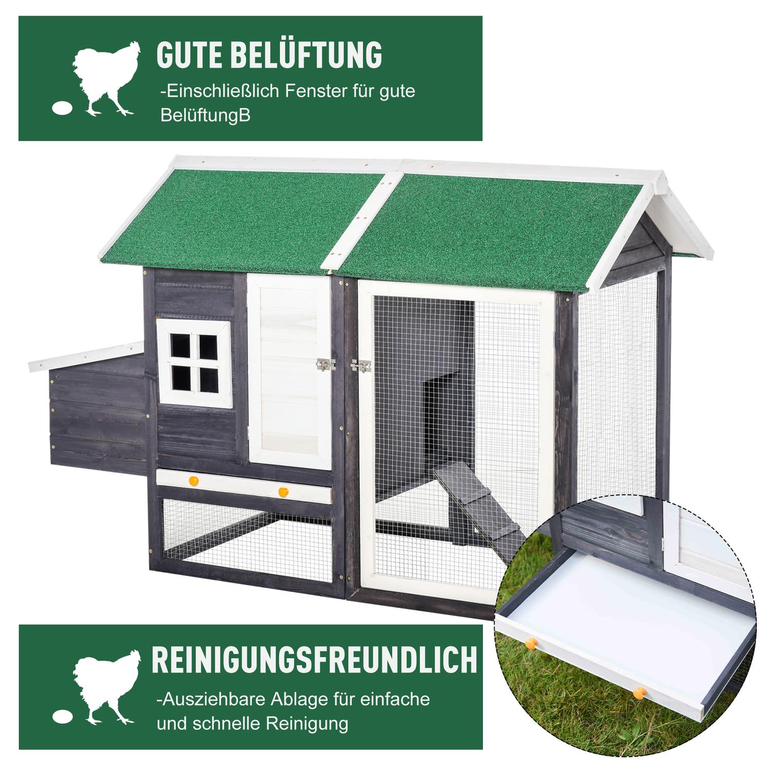 Bantam Chicken Coop med häcklåda & lekhage, grå